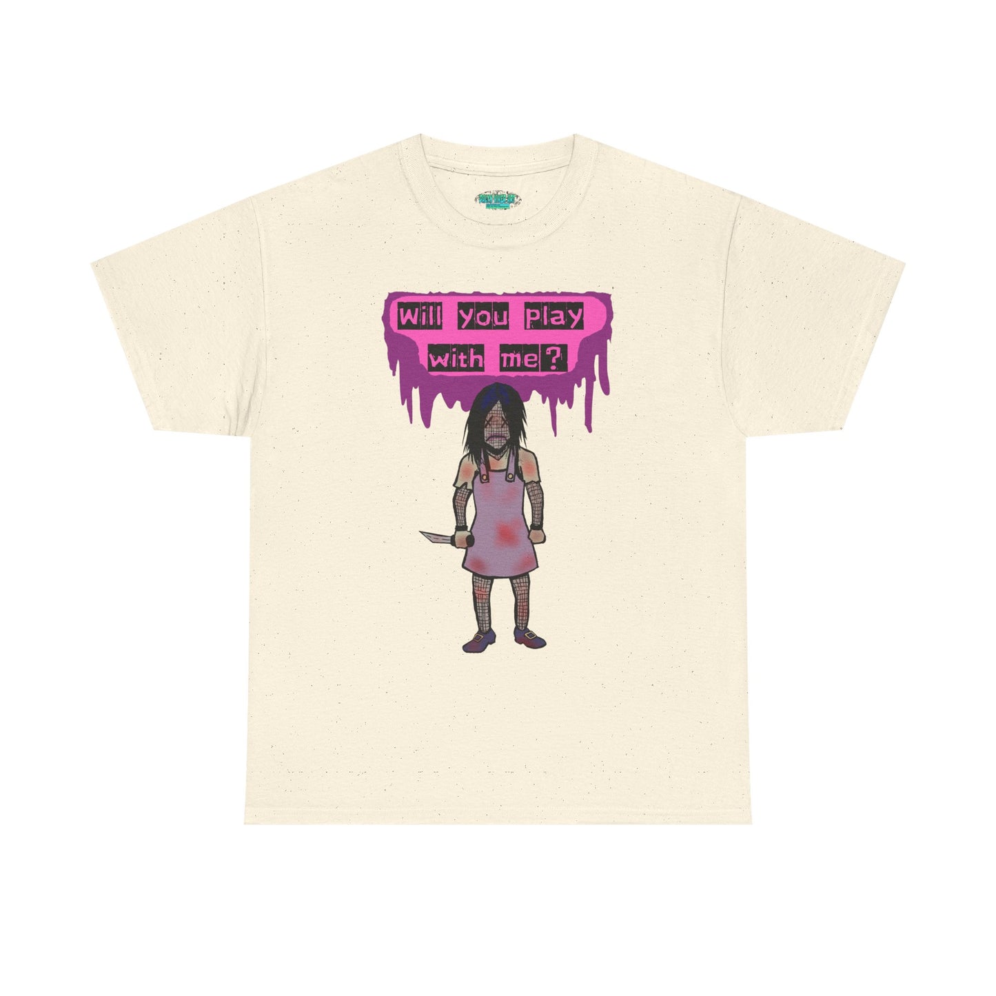 Chilling Evil Doll Horror Tee, Horror T-Shirt, Grey Tee, Unique Graphic Tee, Unisex Tee, Playful Scary Top, Halloween Shirt