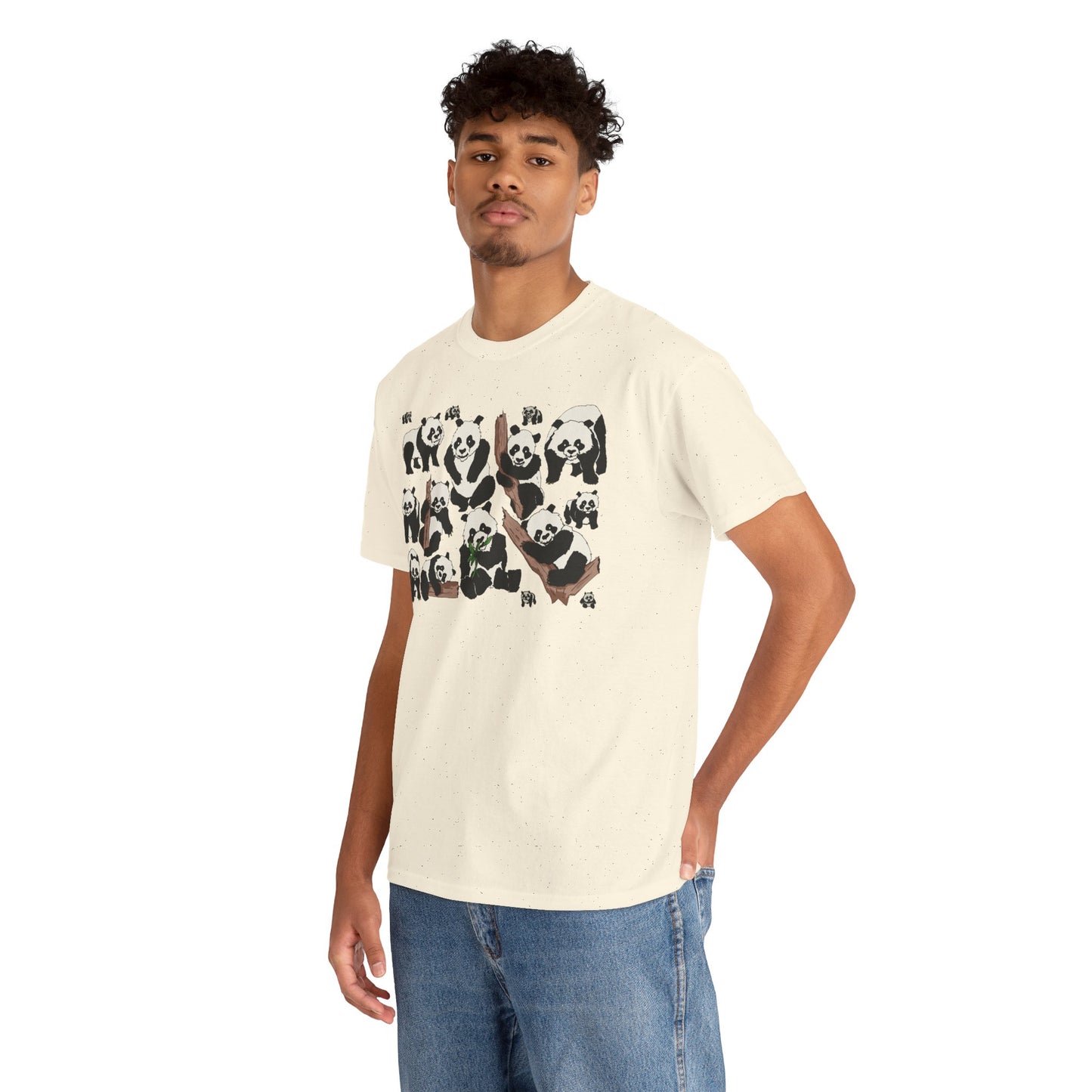 Cute Panda Design Unisex Heavy Cotton Tee | Animal Lover Gift, Casual Wear, Eco-Friendly Apparel, Nature Enthusiast Clothing
