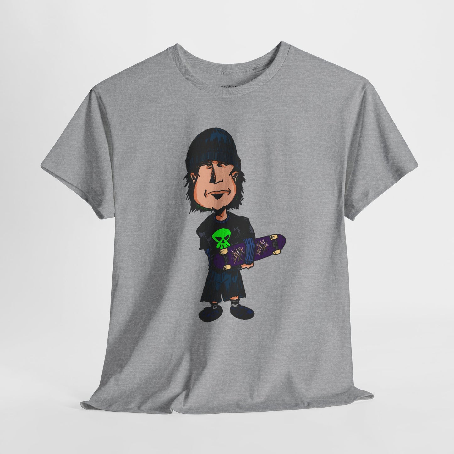 Rude Skater Dude - Skate Punk Cartoon Tee – Boy with Skateboard Graphic Shirt