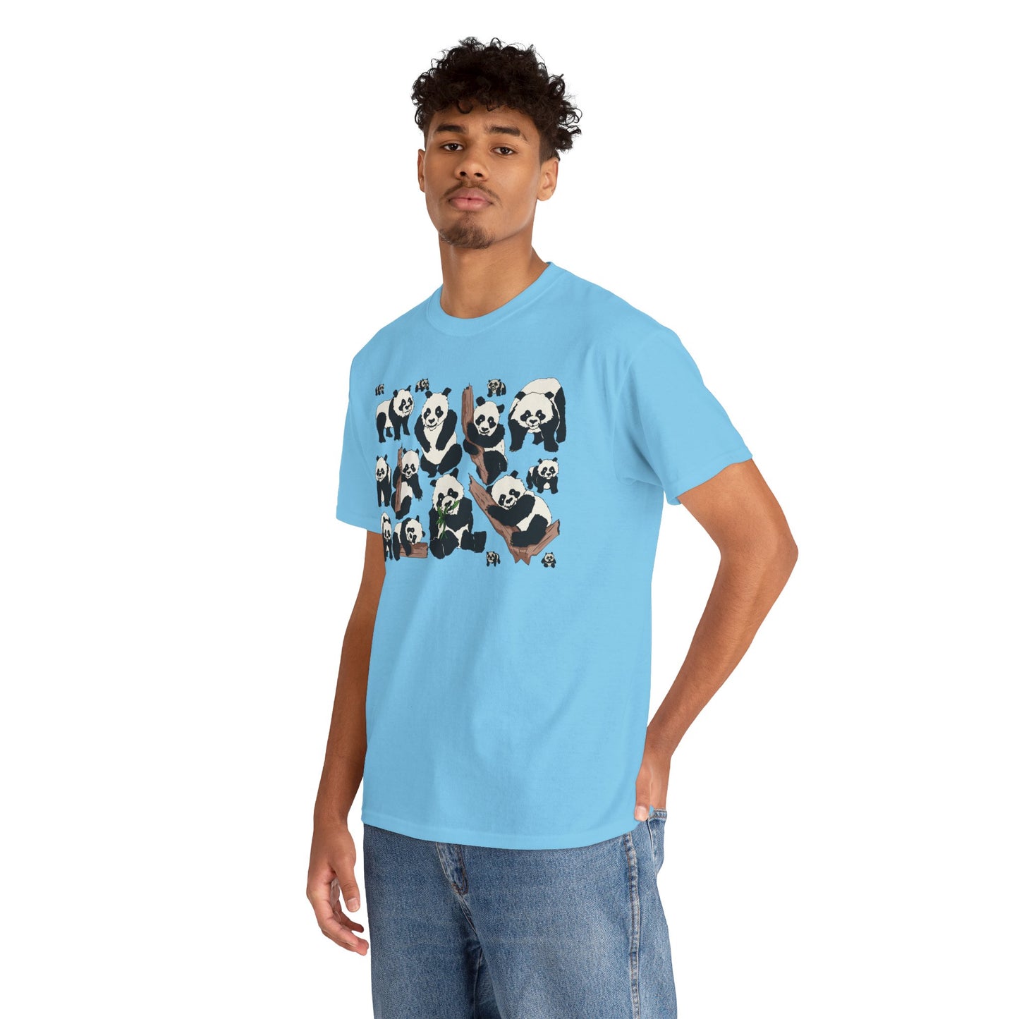 Cute Panda Design Unisex Heavy Cotton Tee | Animal Lover Gift, Casual Wear, Eco-Friendly Apparel, Nature Enthusiast Clothing