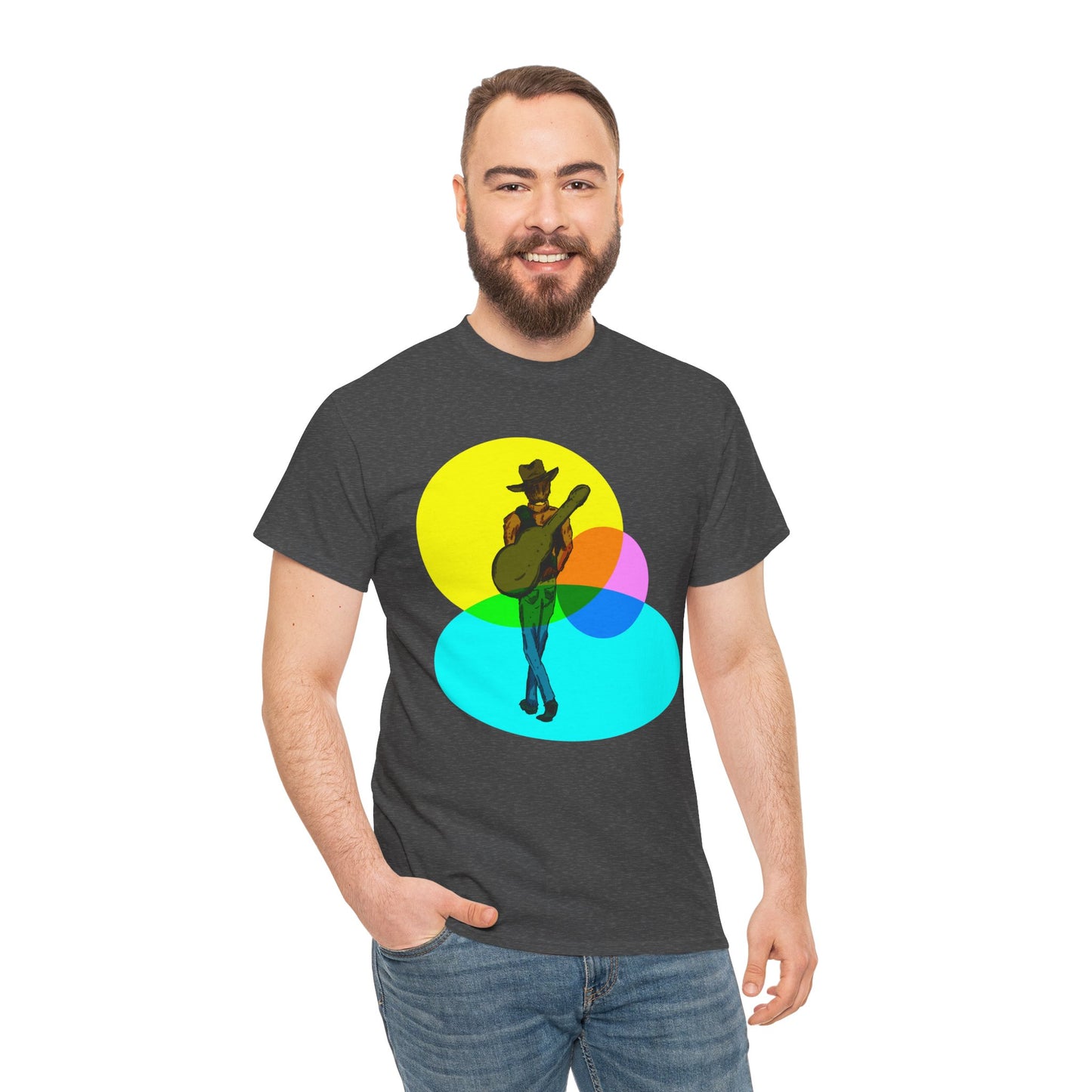Cowboy Guitar Tee — Colorful Music T‑Shirt