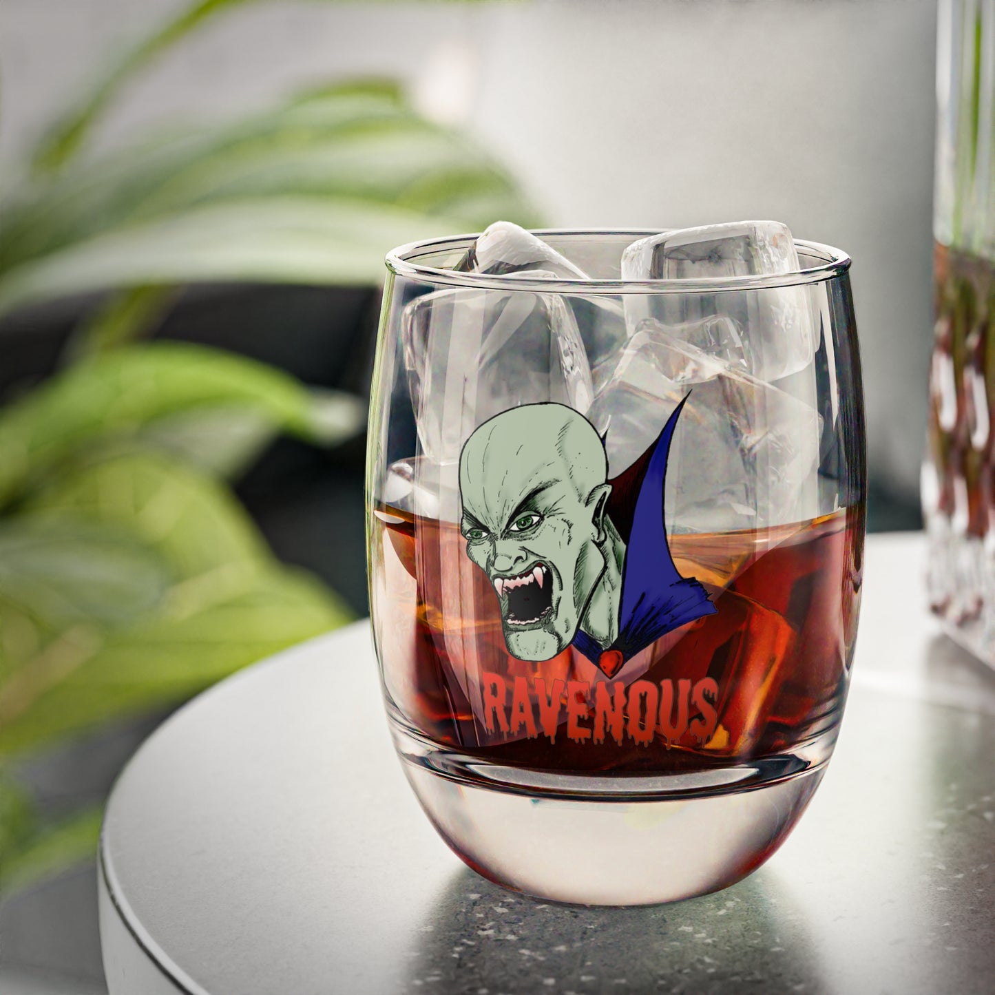 Whiskey Glass - Ravenous Bloodthirsty Vampire Horror Gothic Design