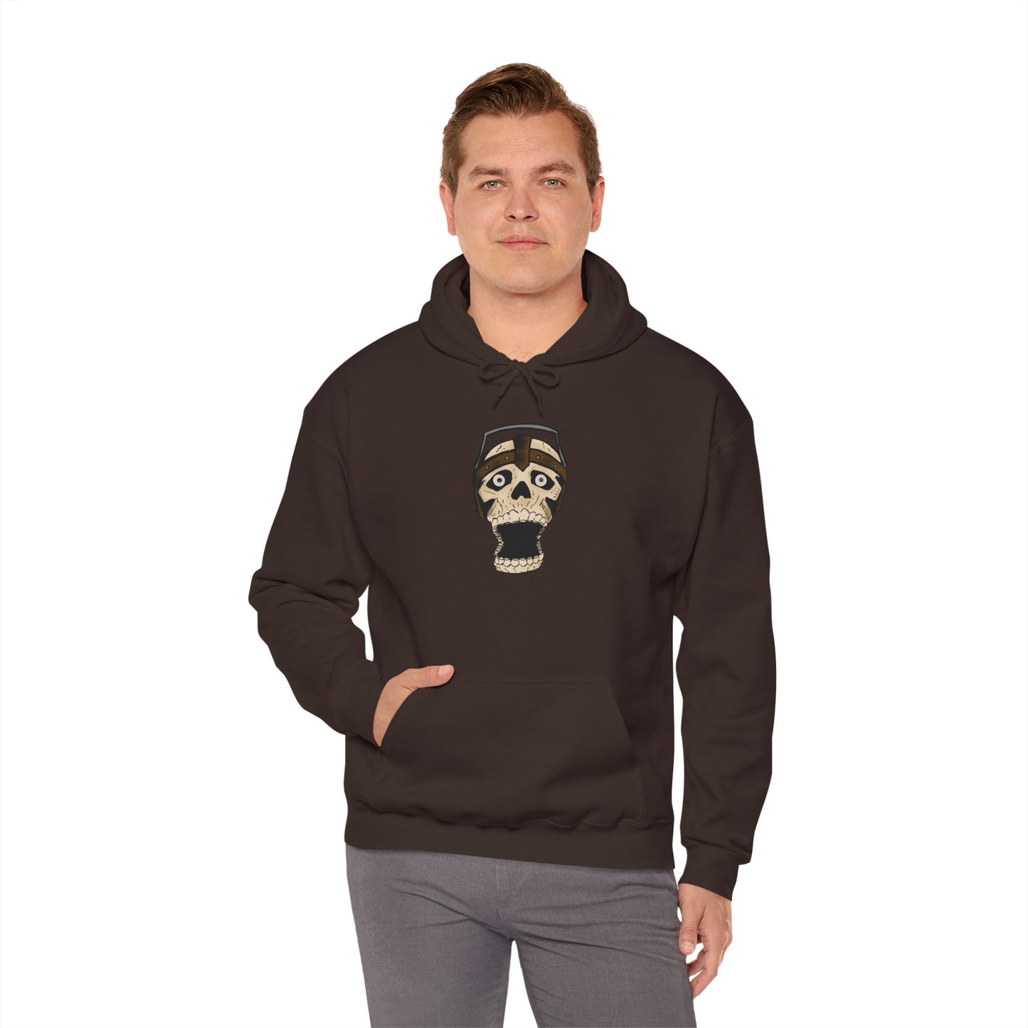 Screaming Skull Graphic Hoodie, Unisex Heavy Blend Sweatshirt, Cozy Casual Wear, Gift for Halloween, Unique October Fashion, Everyday Comfort