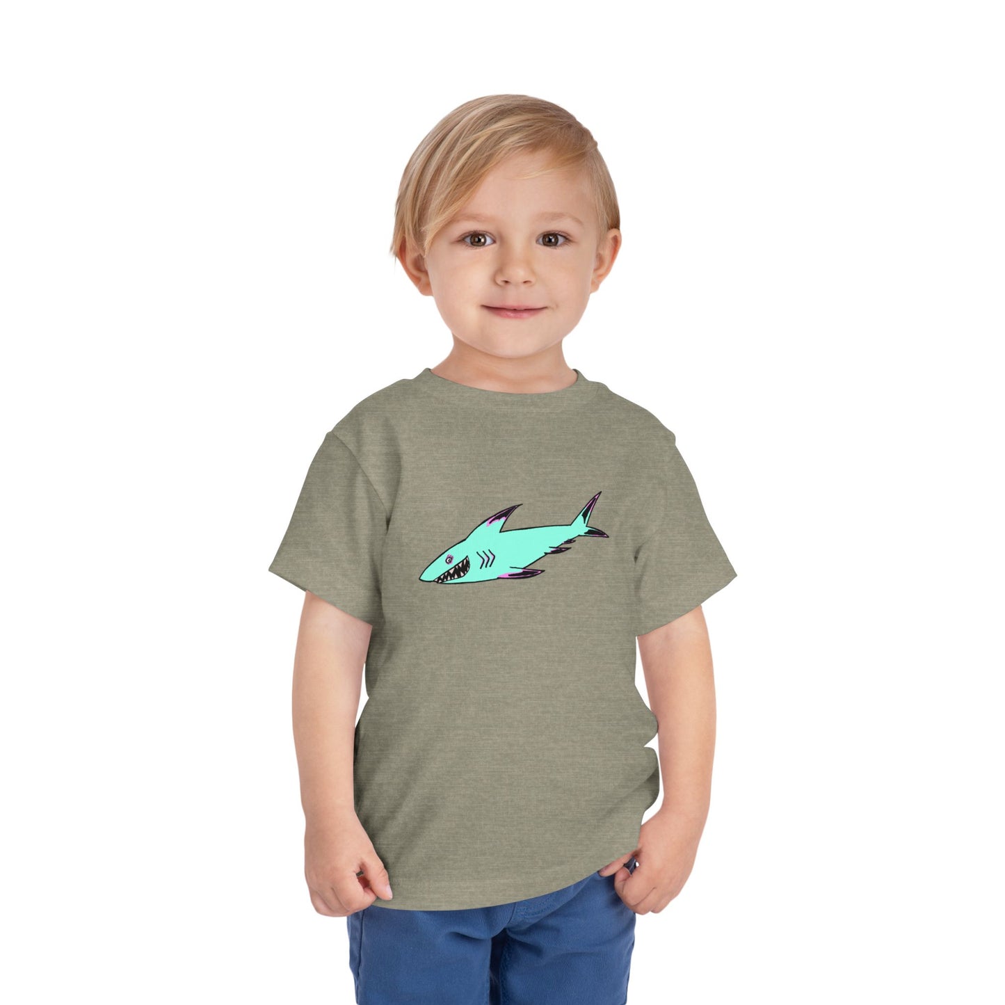 Toddler Tee — Cute Teal Shark Graphic Kids T‑Shirt