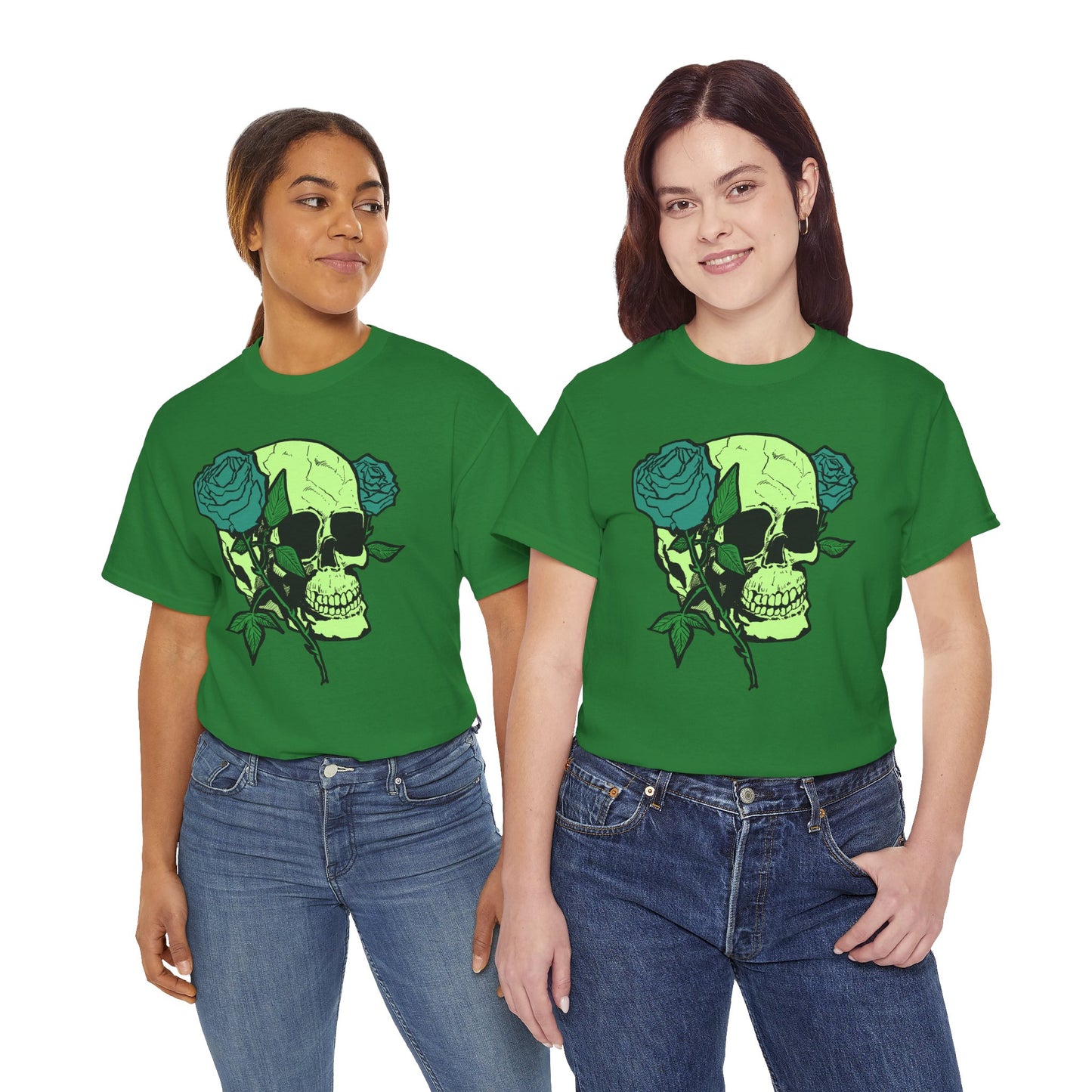 Skull & Rose Graphic Tee - Unisex Heavy Cotton Shirt