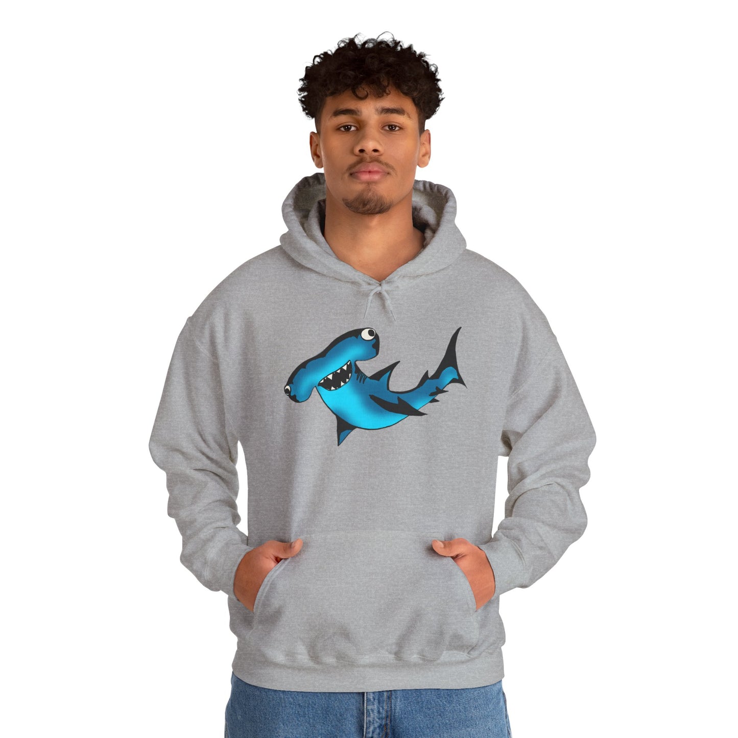 Harley Hammerhead Shark Design Unisex Hooded Sweatshirt, Funny Gift for Ocean Lovers, Casual Wear, Beach Days, Unique Apparel, Birthday Present