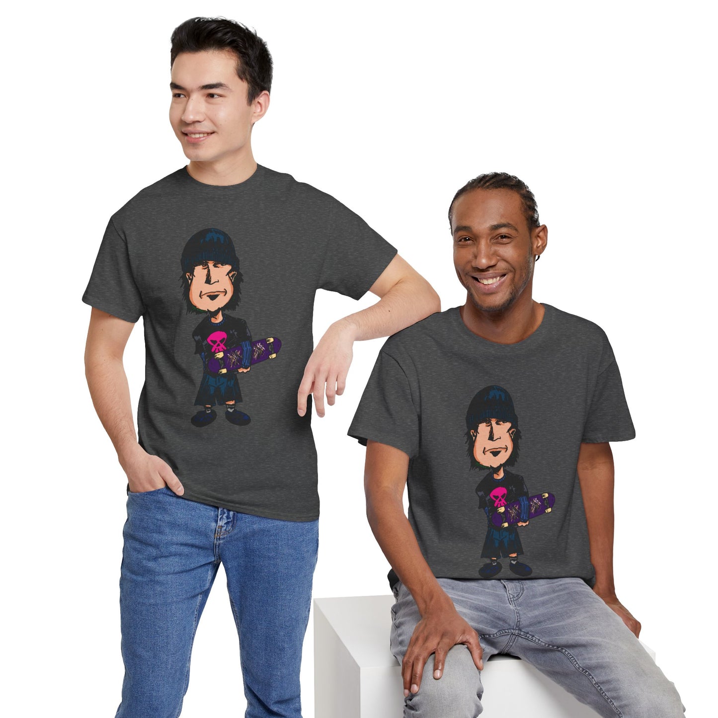 Rude Skater Dude - Skate Punk - Skater Kid Cartoon T‑Shirt — Cute Skateboarder Graphic Tee