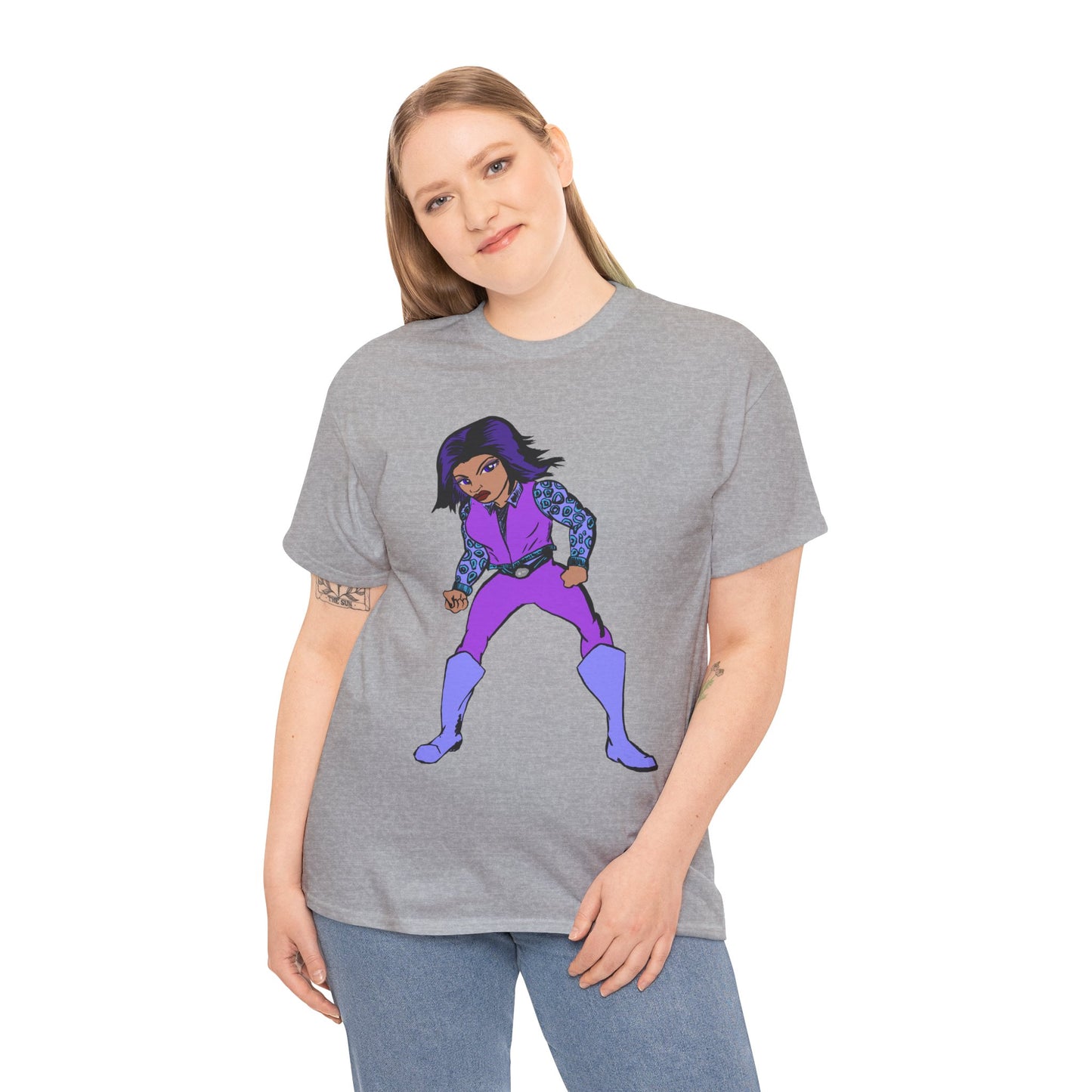 Retro Cartoon Hero Woman Character Unisex Heavy Cotton Tee, Vintage Graphic Tee, Fun T-Shirt, Gift for Fans, Casual Wear, Everyday Tee