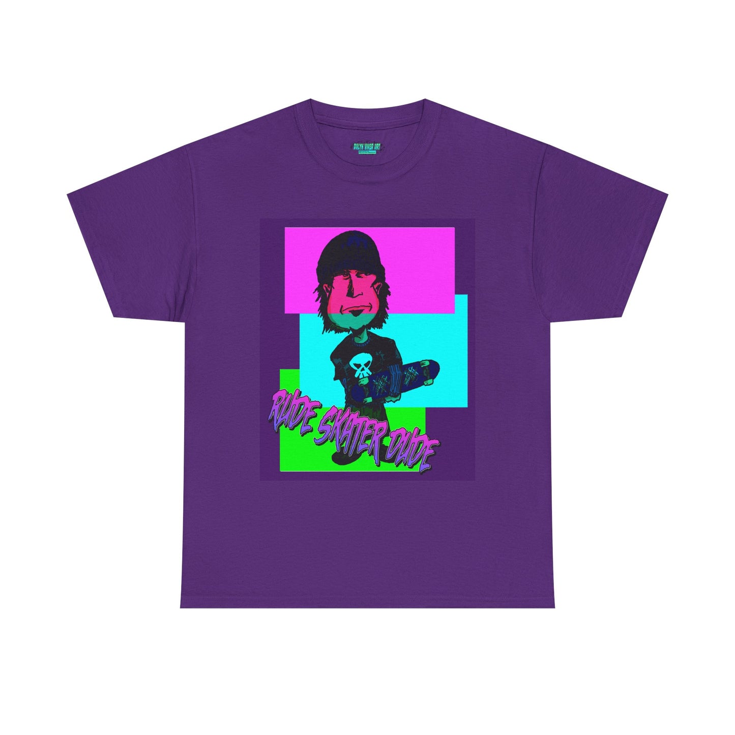 Retro Neon Skateboard Tee — "Rude Skater Dude" Graphic