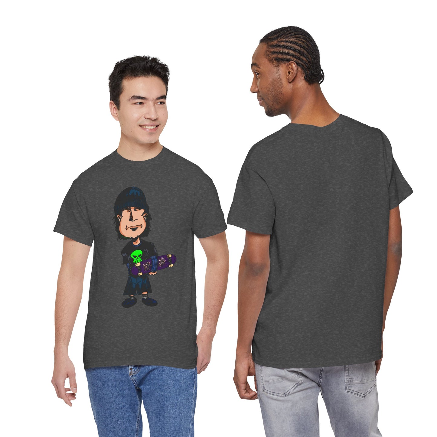 Rude Skater Dude - Skate Punk Cartoon Tee – Boy with Skateboard Graphic Shirt