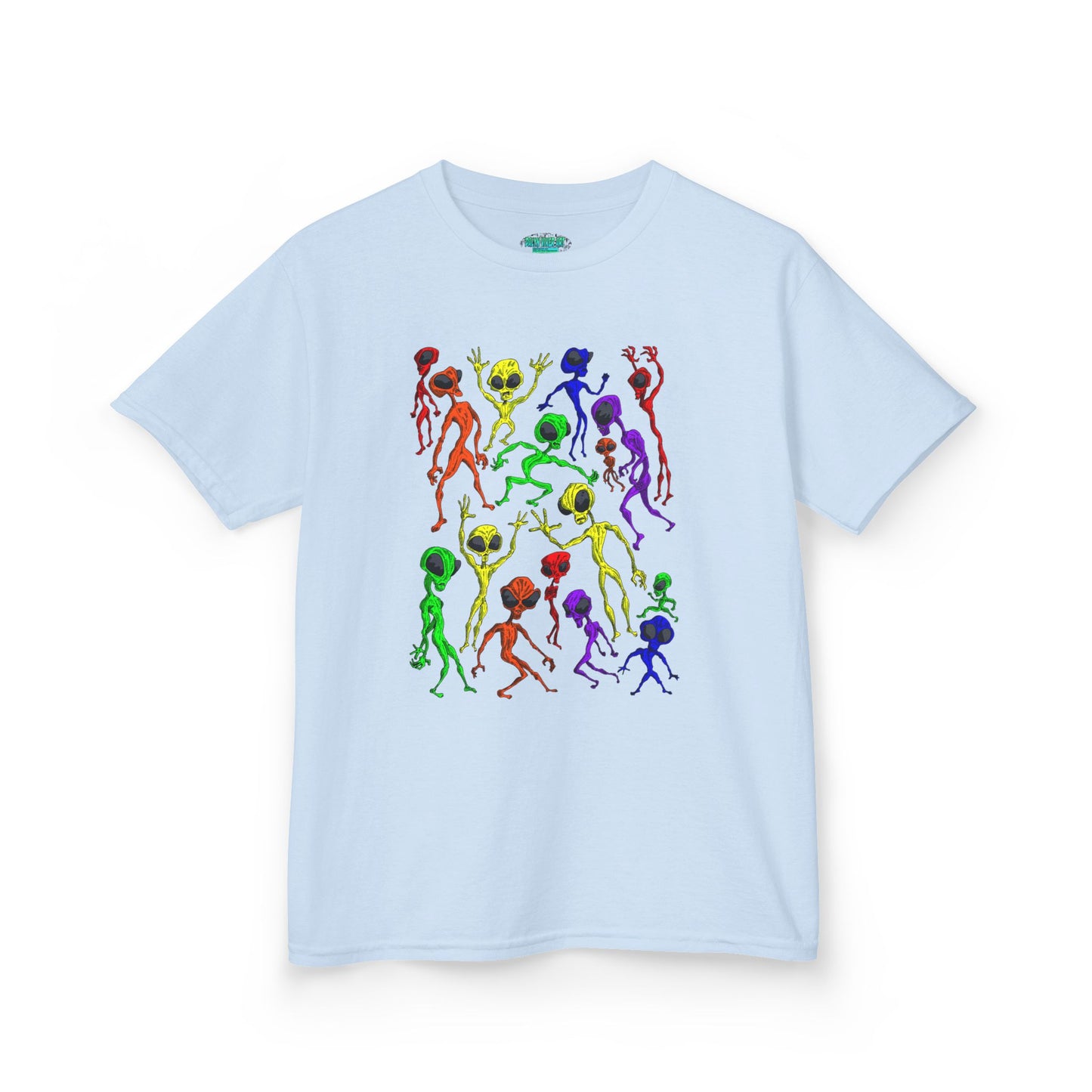 Colorful Alien Dance Party Kids Tee, Fun Graphic T-Shirt, Youth Summer Apparel, Gift for Young Dancers, Birthday Party Outfit, Festival Wear