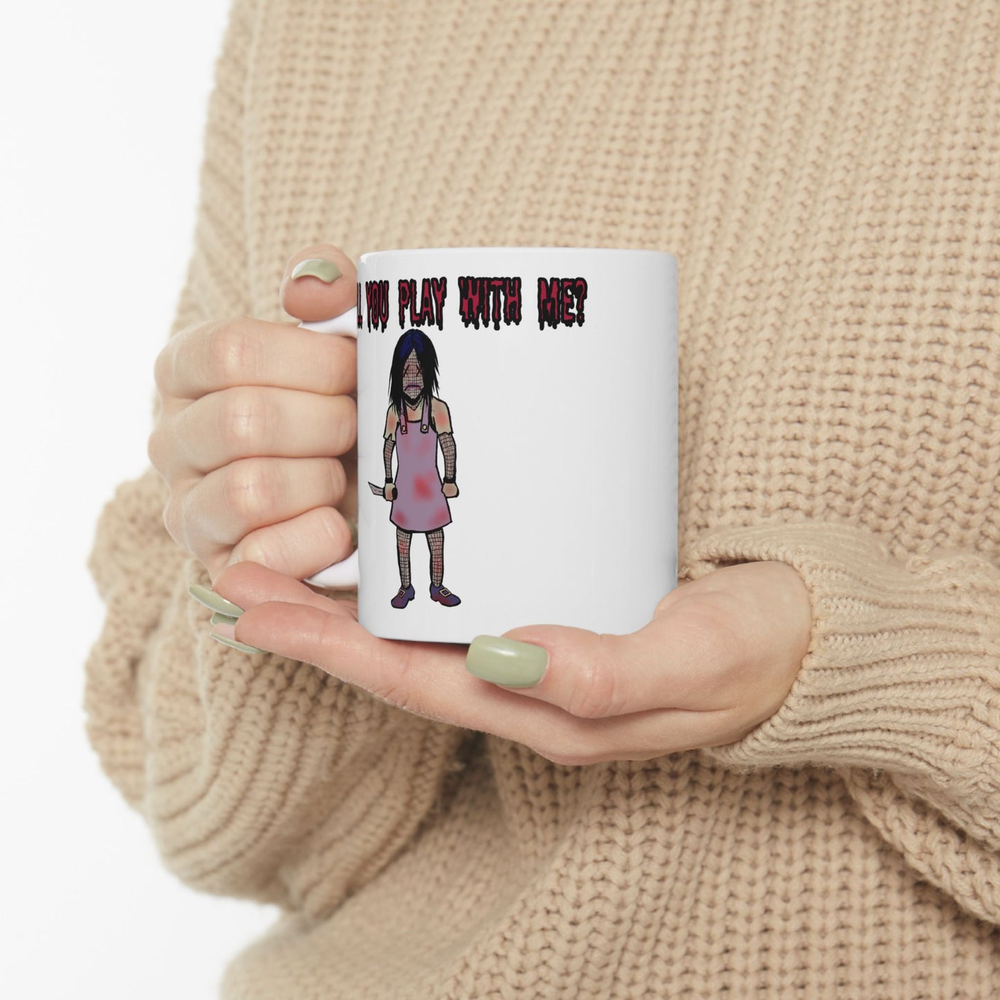 Will You Play With Me? - Evil Doll Ceramic Mug, (11oz)