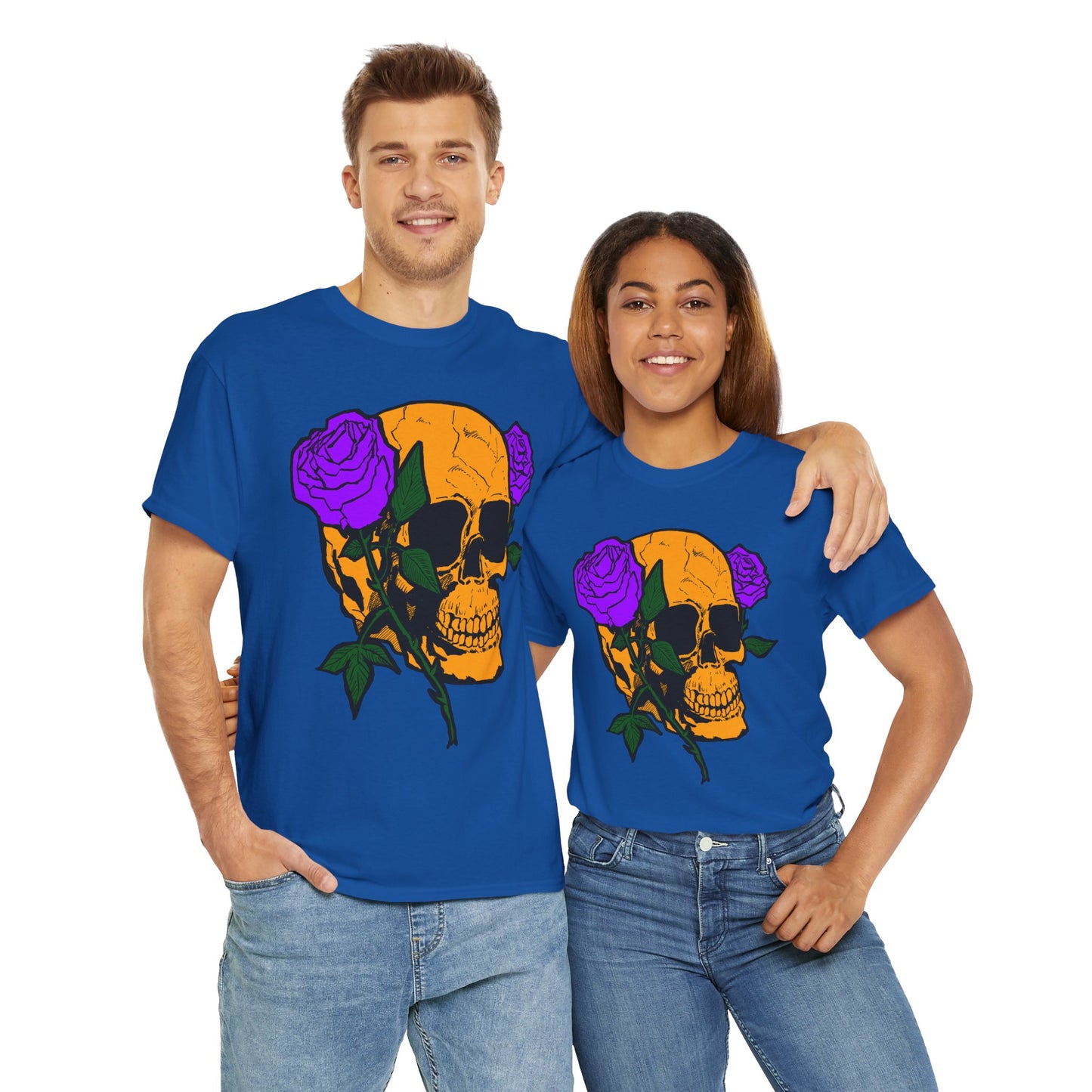 Skull and Roses Unisex Tee, Gothic Aesthetic Shirt, Vintage Graphic T-Shirt, Streetwear Essentials, Edgy Casual Wear