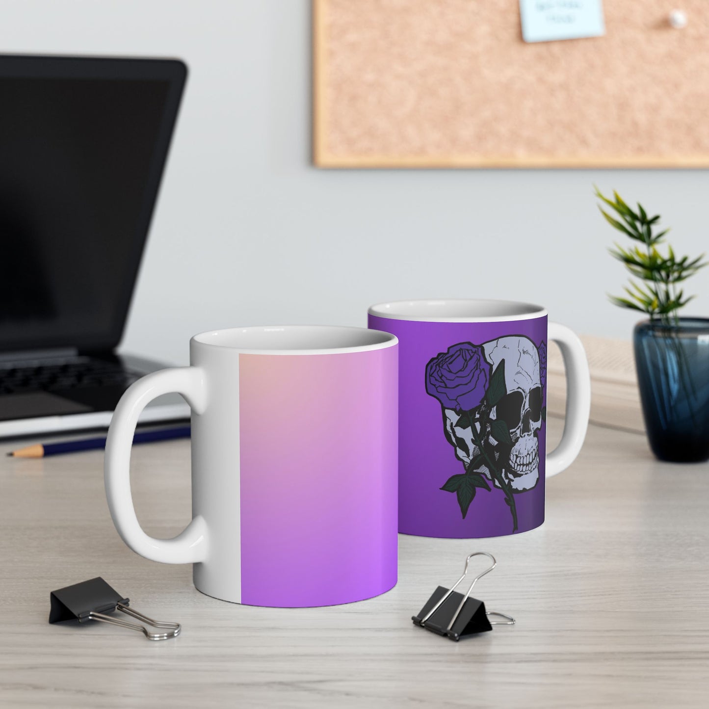 Purple Skull Rose Ceramic Mug — Gothic Floral Coffee Cup (11oz, 15oz)