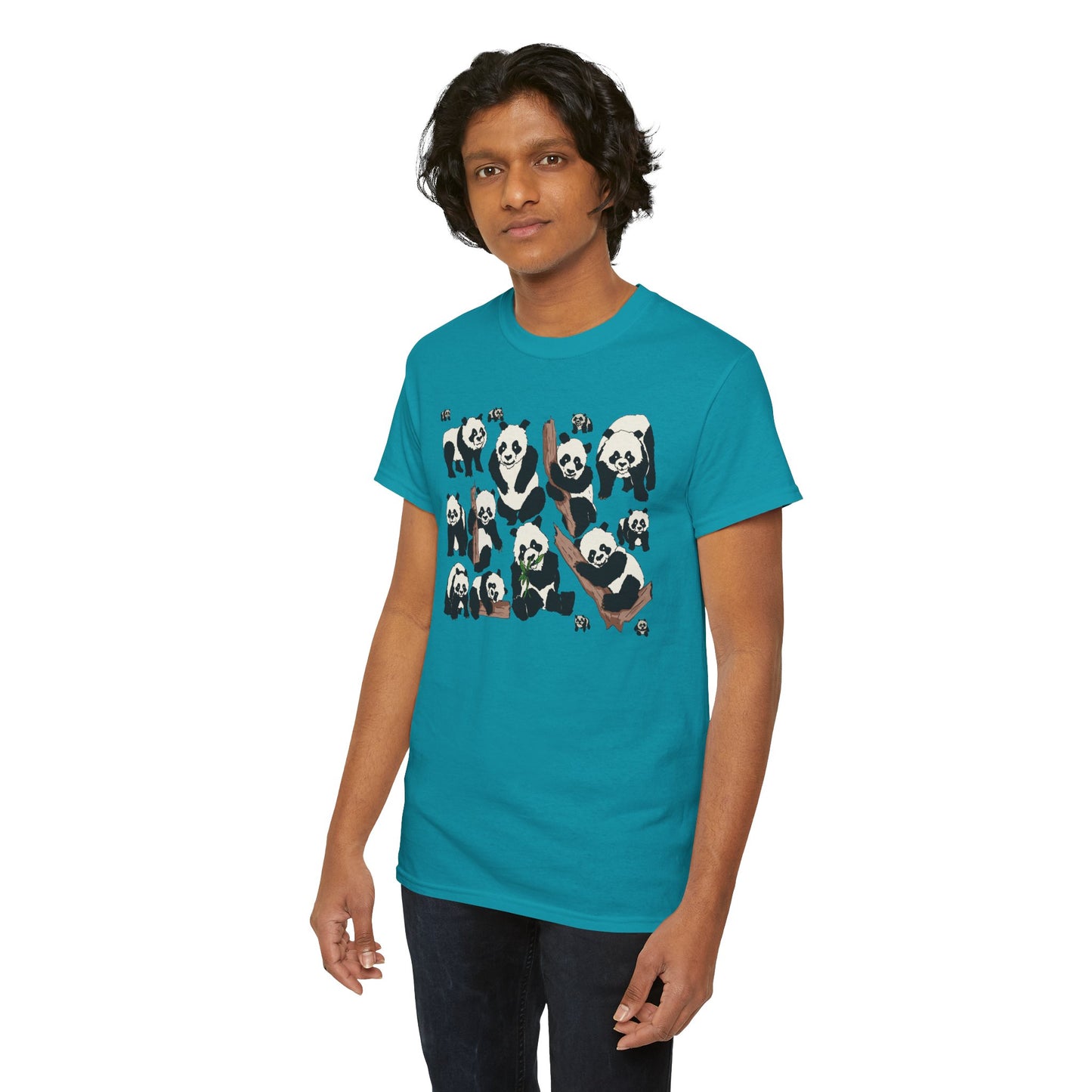 Cute Panda Design Unisex Heavy Cotton Tee | Animal Lover Gift, Casual Wear, Eco-Friendly Apparel, Nature Enthusiast Clothing