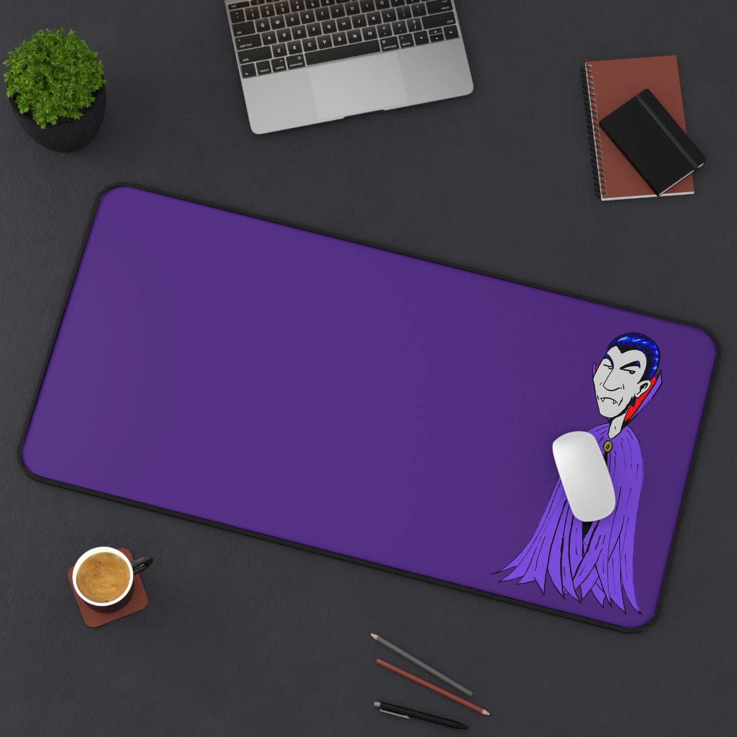 Vampire Purple Desk Mat — Gothic Vampire Desk Pad for Gaming & Office