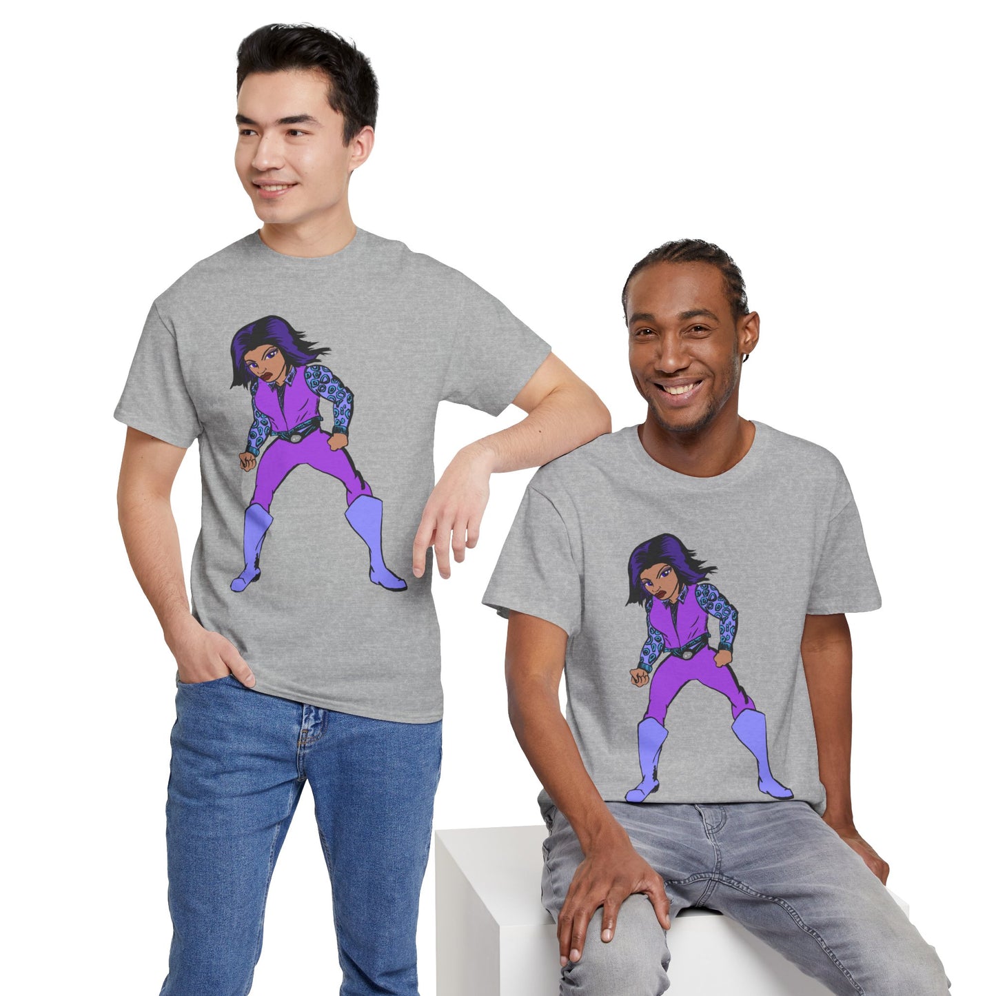 Retro Cartoon Hero Woman Character Unisex Heavy Cotton Tee, Vintage Graphic Tee, Fun T-Shirt, Gift for Fans, Casual Wear, Everyday Tee