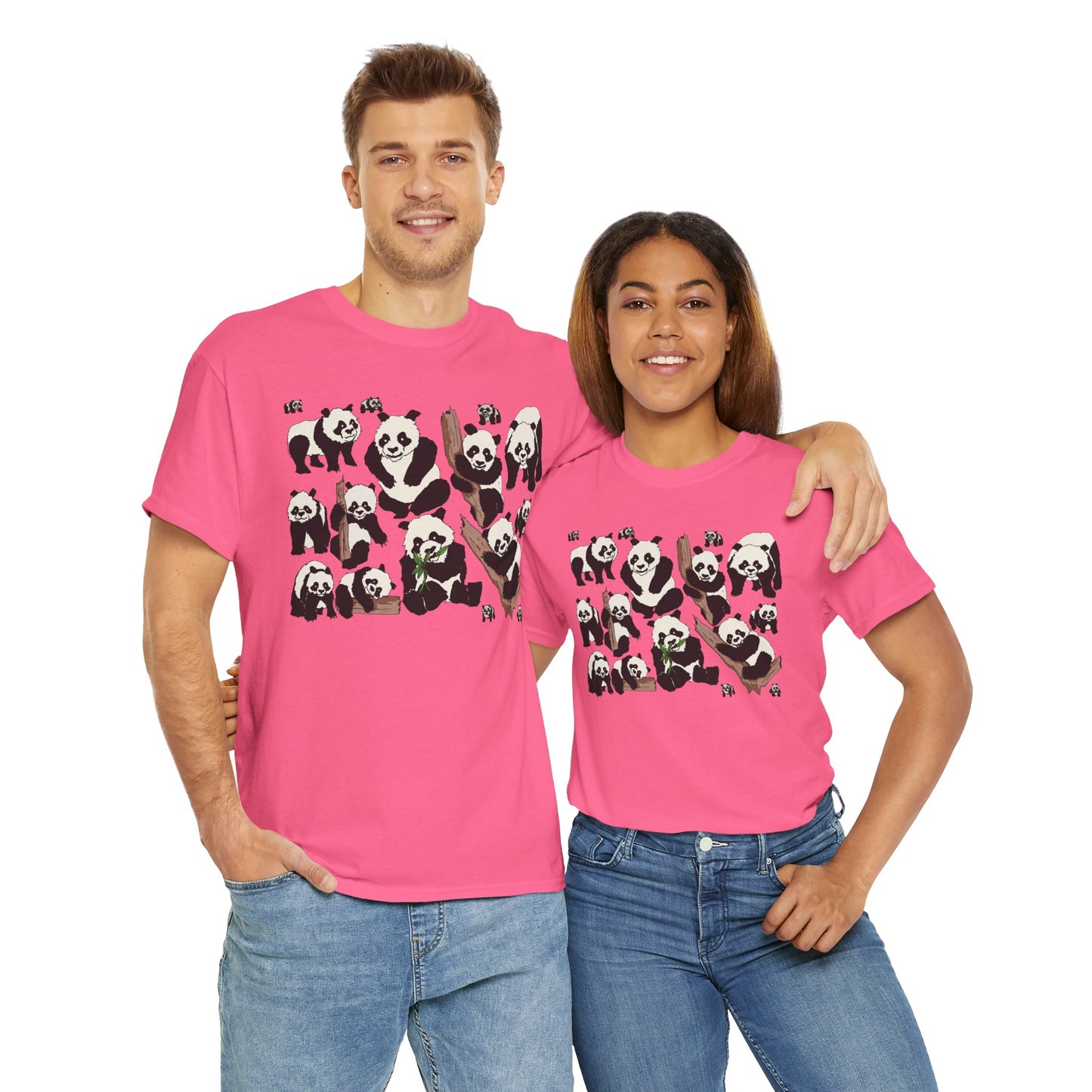 Cute Panda Design Unisex Heavy Cotton Tee | Animal Lover Gift, Casual Wear, Eco-Friendly Apparel, Nature Enthusiast Clothing