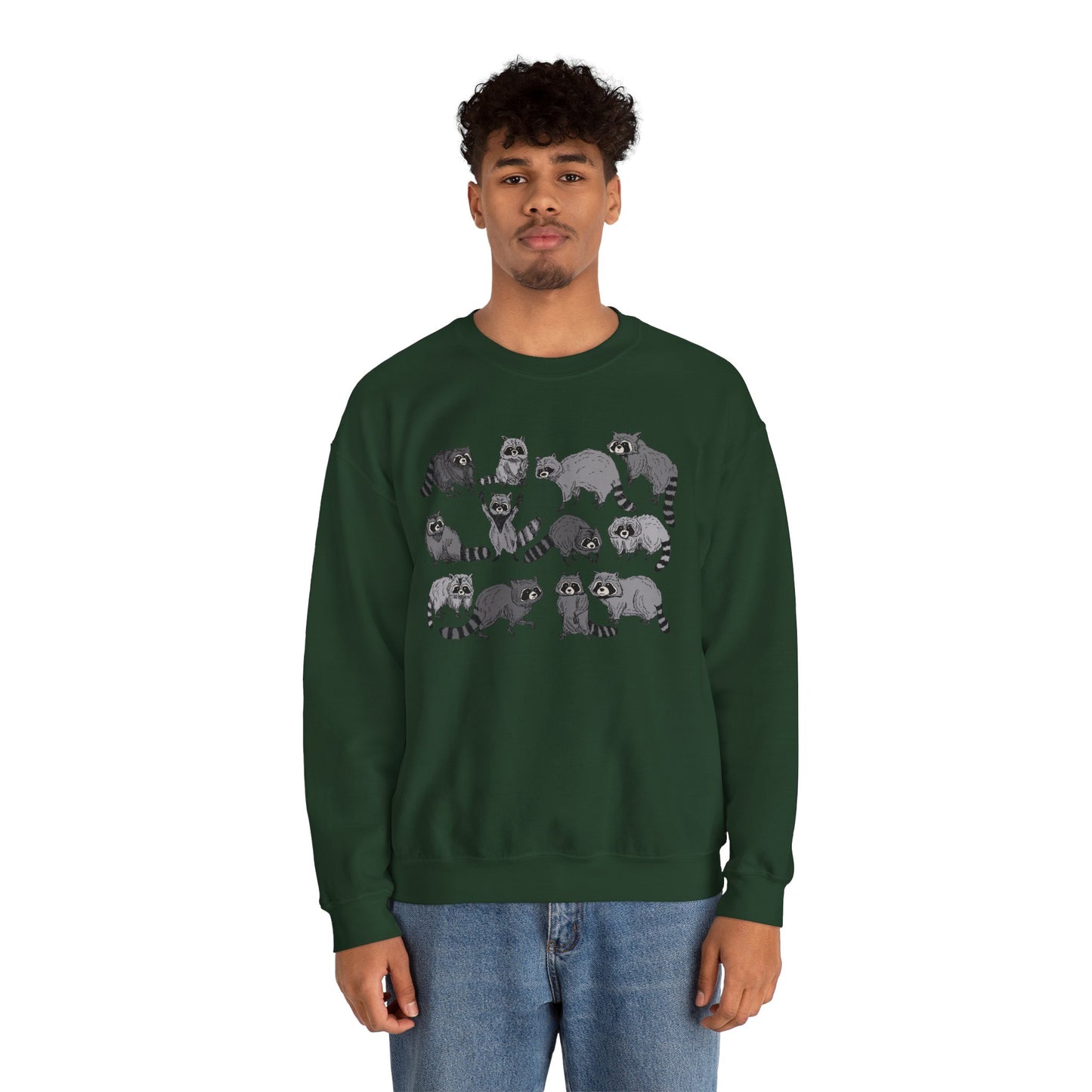 Playful Raccoon Crewneck Sweatshirt - Unisex Heavy Blend