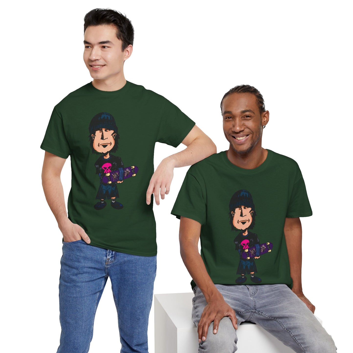 Rude Skater Dude - Skate Punk - Skater Kid Cartoon T‑Shirt — Cute Skateboarder Graphic Tee