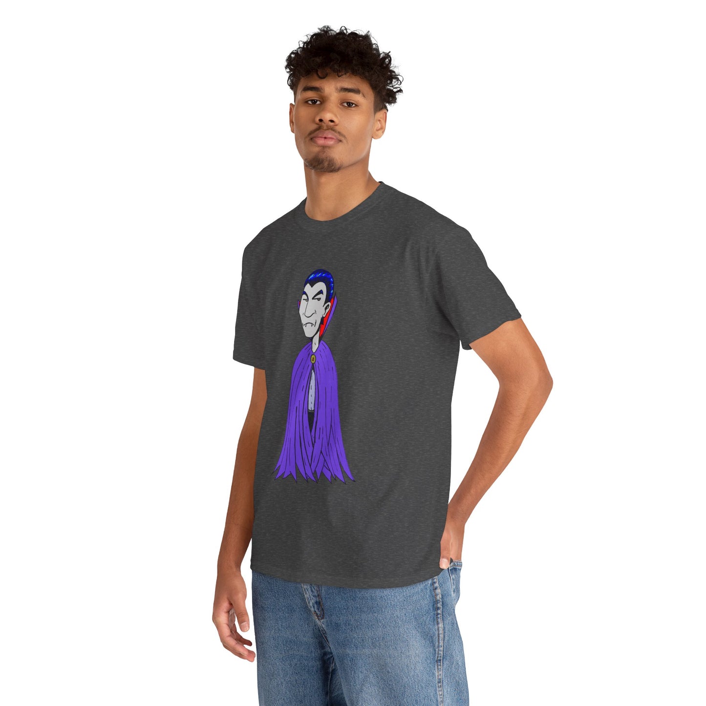 Vampire Cartoon Tee - Cute Purple Cloak Dracula Graphic T-Shirt