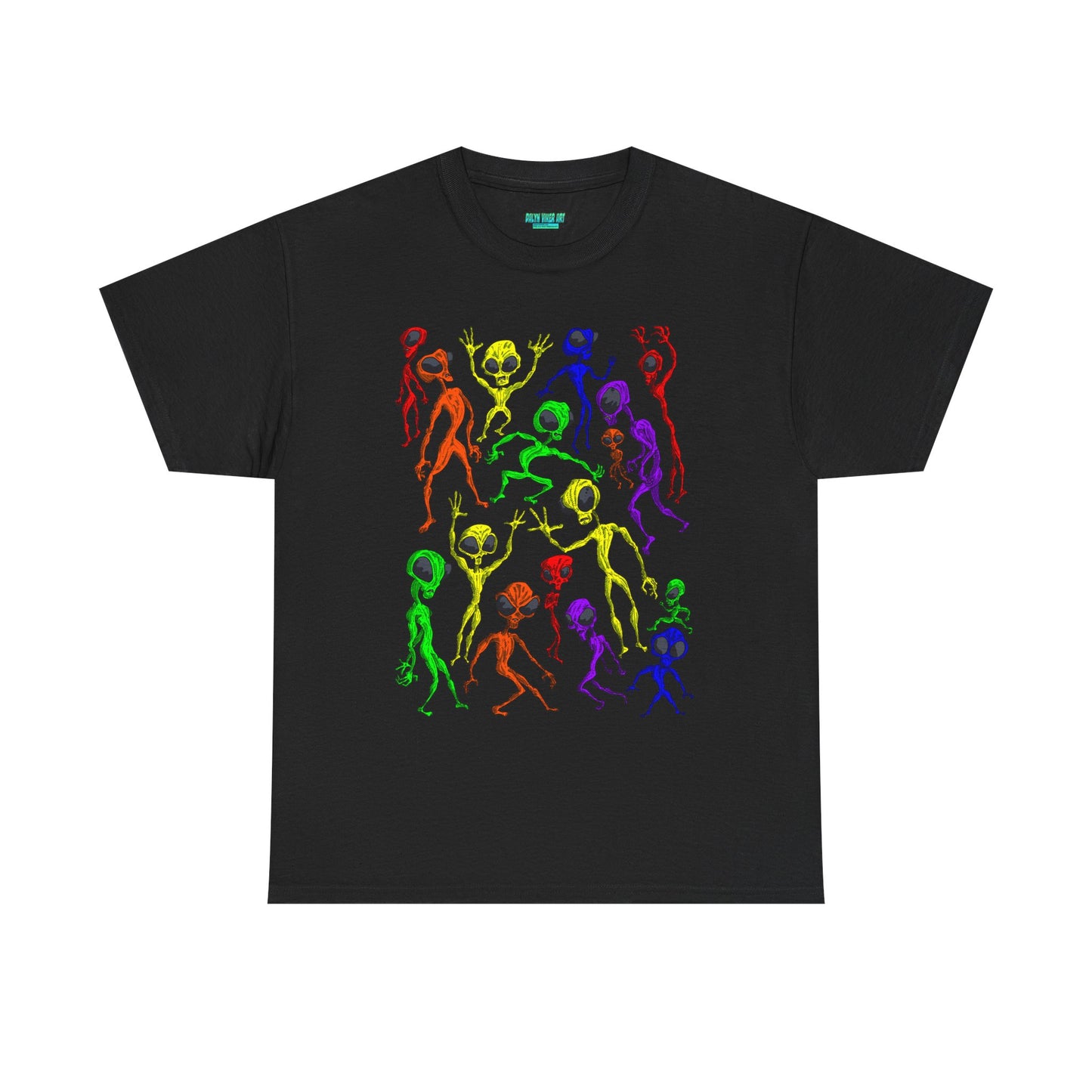 Rainbow Alien Dance Party Unisex Tee - Cosmic Sci-Fi Shirt