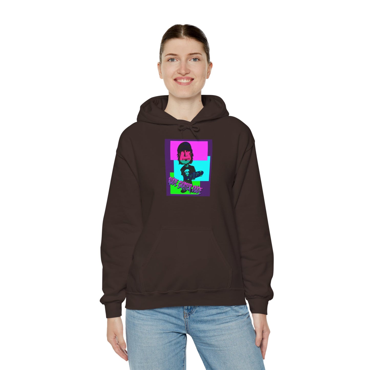 Retro Neon Rude Skater Dude Hoodie — Streetwear