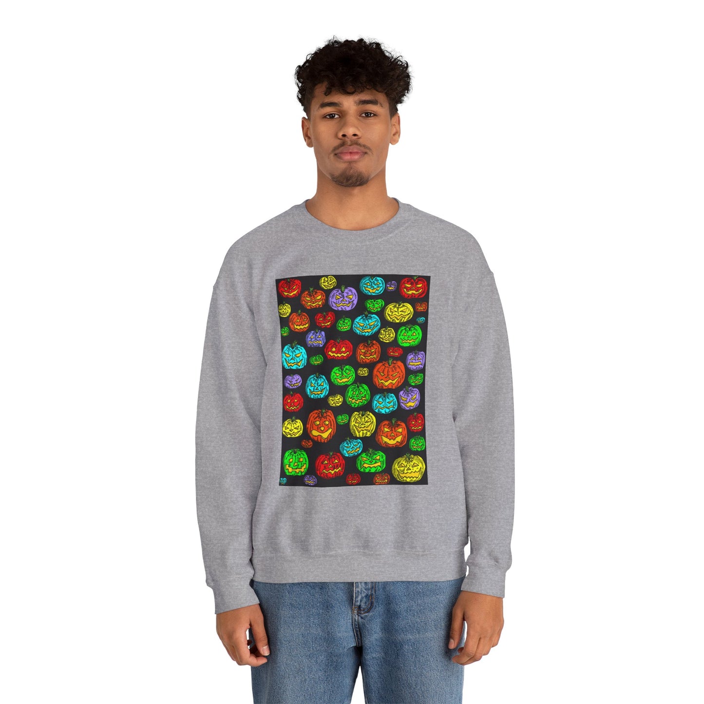 Halloween Colorful Pumpkin Graphic Crewneck Sweatshirt