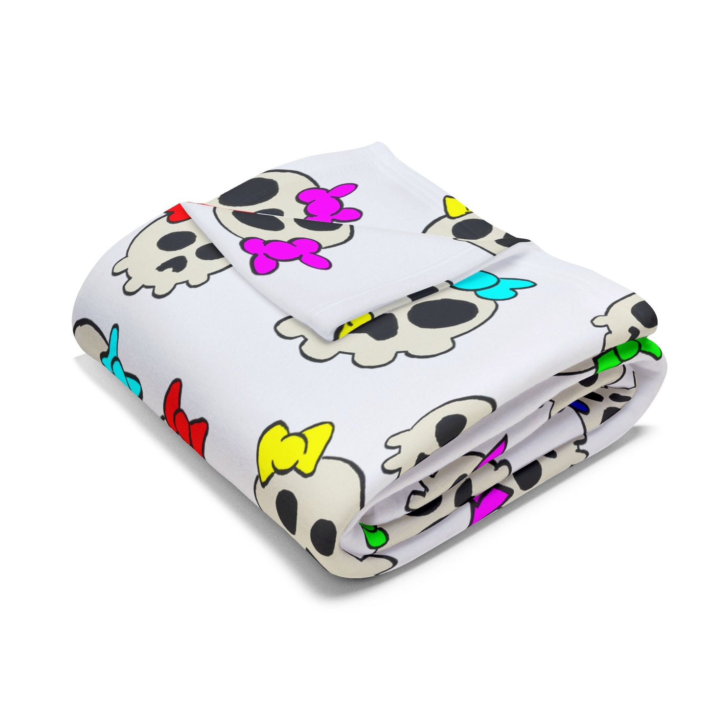 Delightfully Cute Skulls - White - Arctic Fleece Blanket