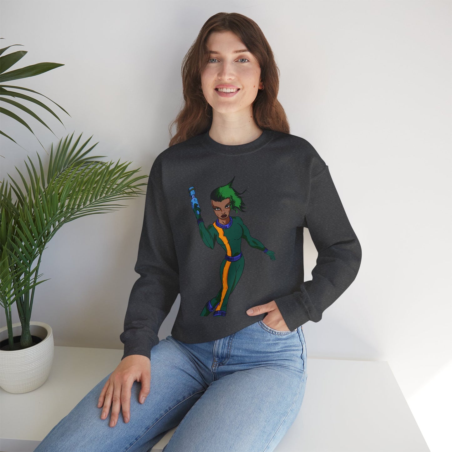 Heroic Vibes Crewneck Sweatshirt with Bold Design