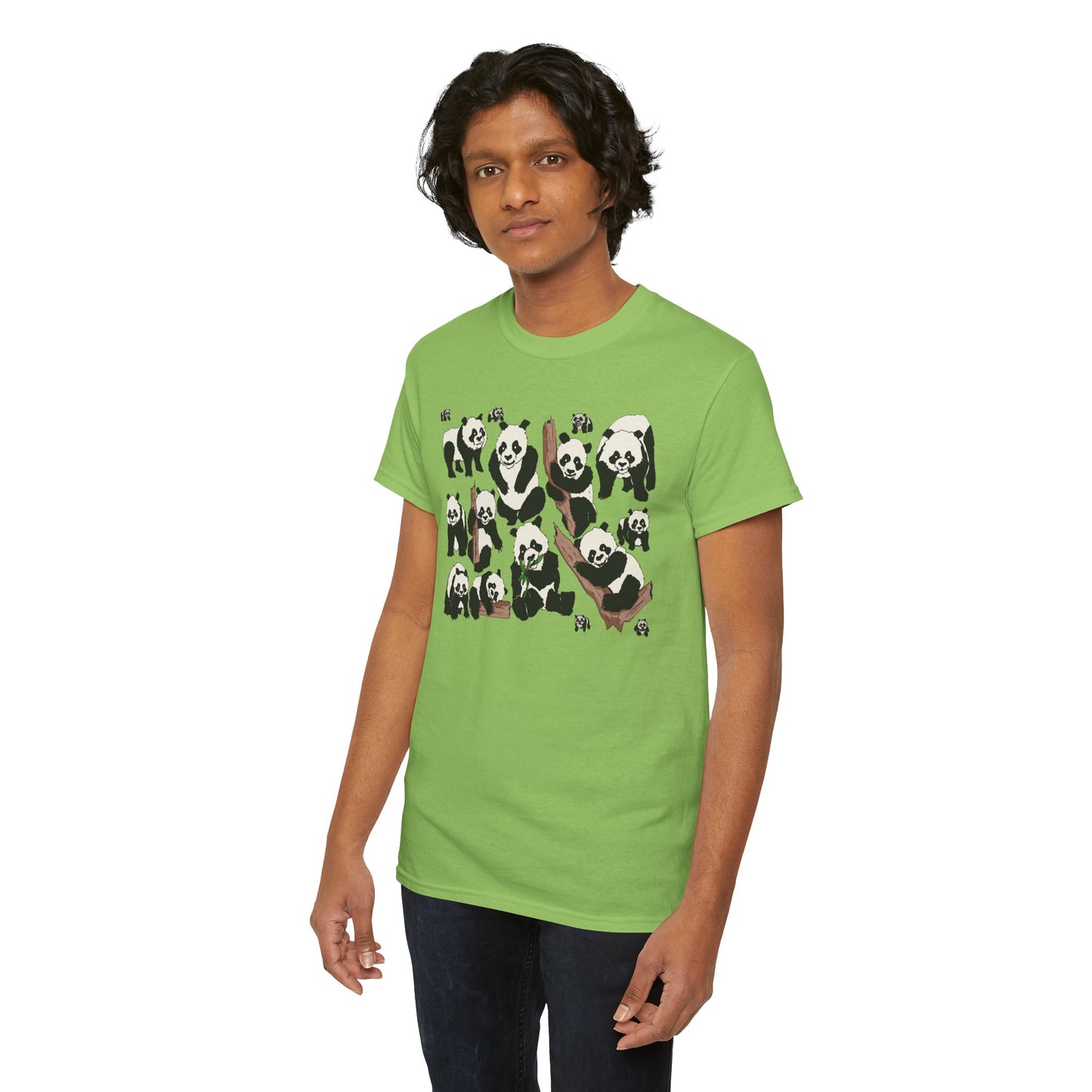 Cute Panda Design Unisex Heavy Cotton Tee | Animal Lover Gift, Casual Wear, Eco-Friendly Apparel, Nature Enthusiast Clothing