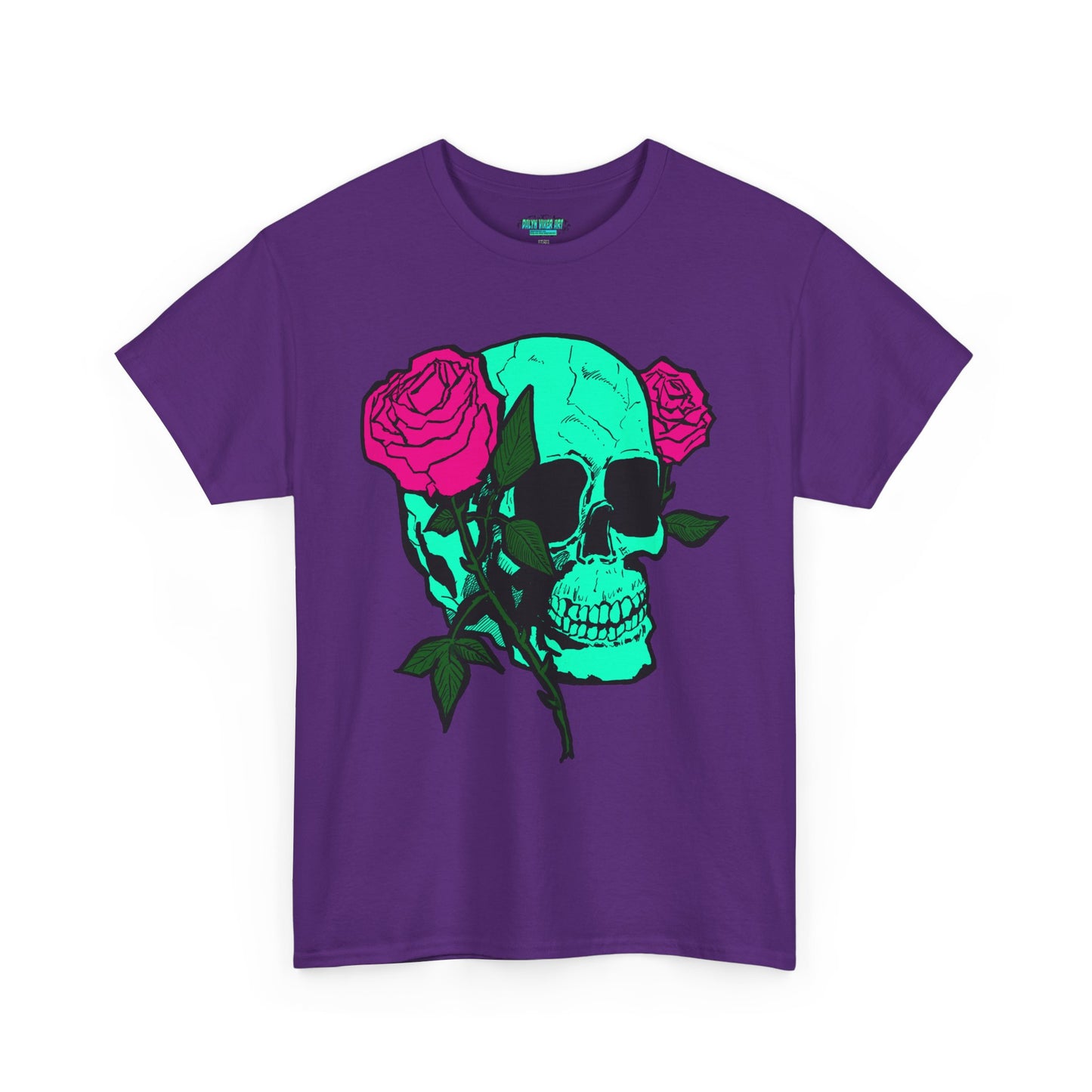 Edgy Skull & Roses Unisex Heavy Cotton Tee - Graphic T-Shirt for Alternative Fashion Lovers