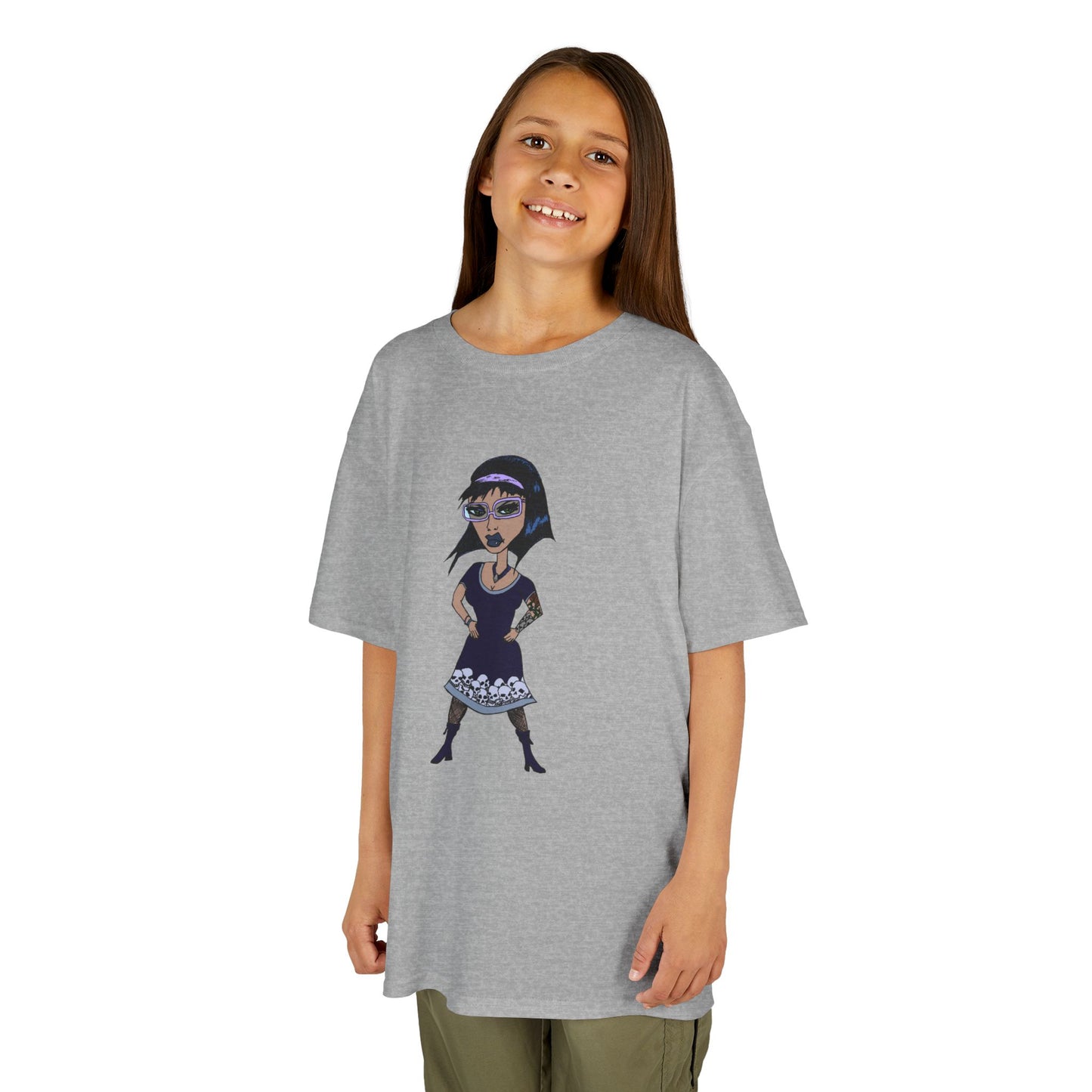 Kids Tee — Vintage Gothic Girl Cartoon Graphic Tee for Children