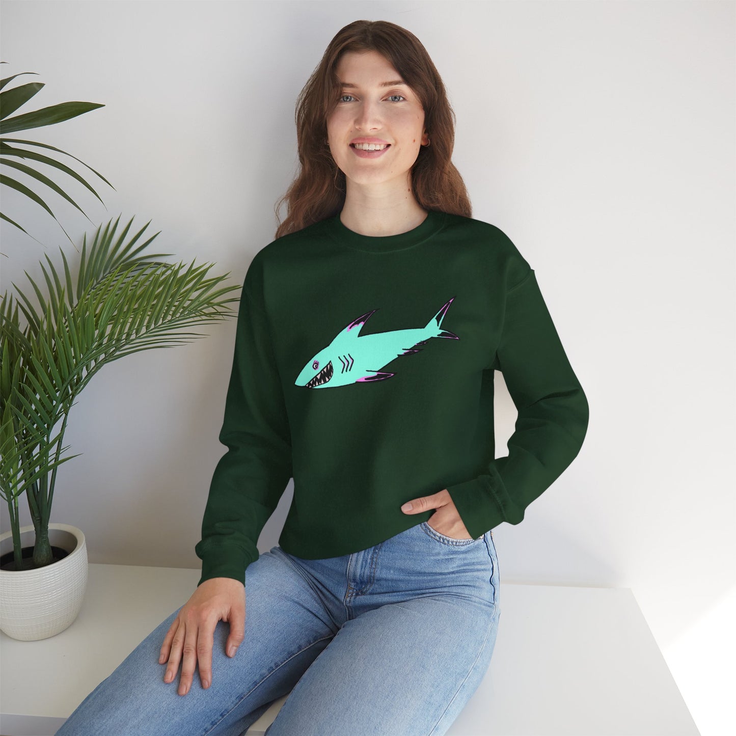 Charming Shark Graphic Sweatshirt - Unisex Heavy Blend™ Crewneck