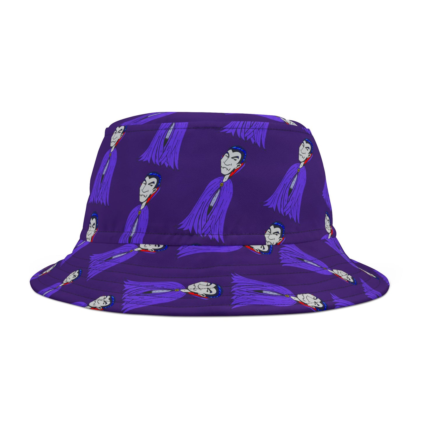 Vampire Pattern Purple Bucket Hat — Halloween Gothic Aesthetic