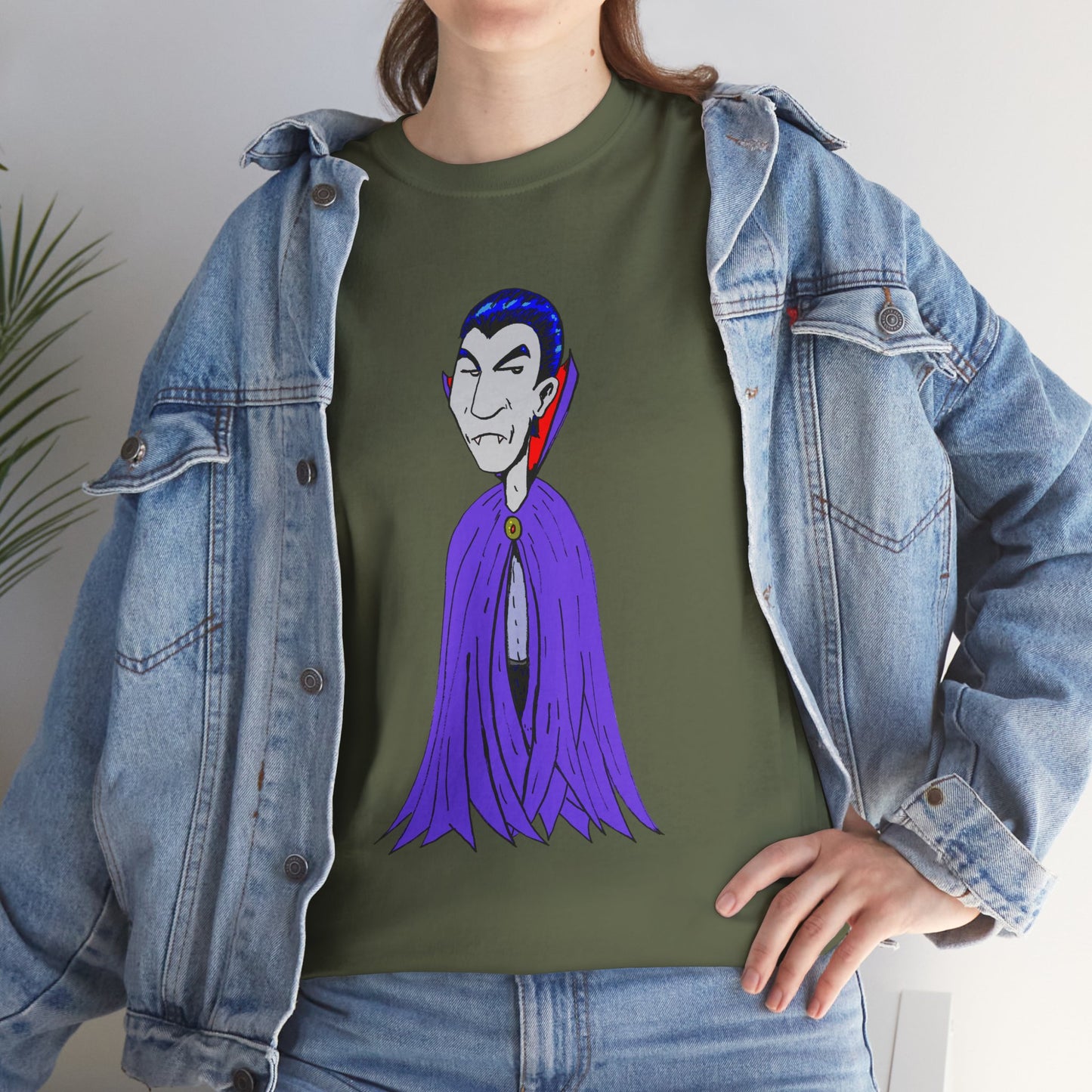 Vampire Cartoon Tee - Cute Purple Cloak Dracula Graphic T-Shirt