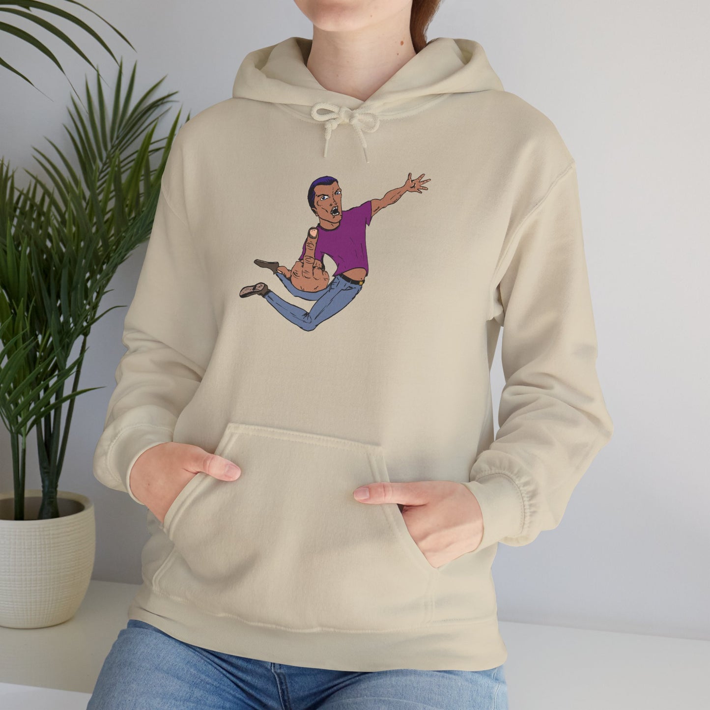 Funny Flying Eff Unisex Hooded Sweatshirt with Cartoon Design, Casual Hoodie, Gift for Friends, Birthday Gift, Loungewear
