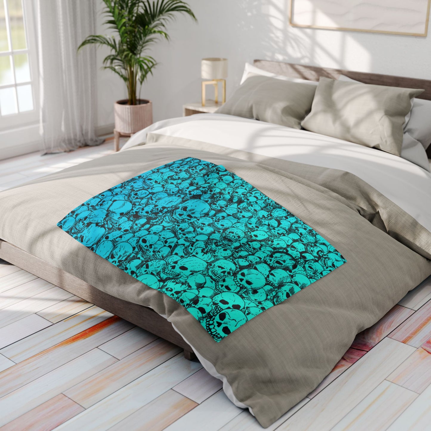 Gathering of Skulls - Light Blue - Arctic Fleece Blanket