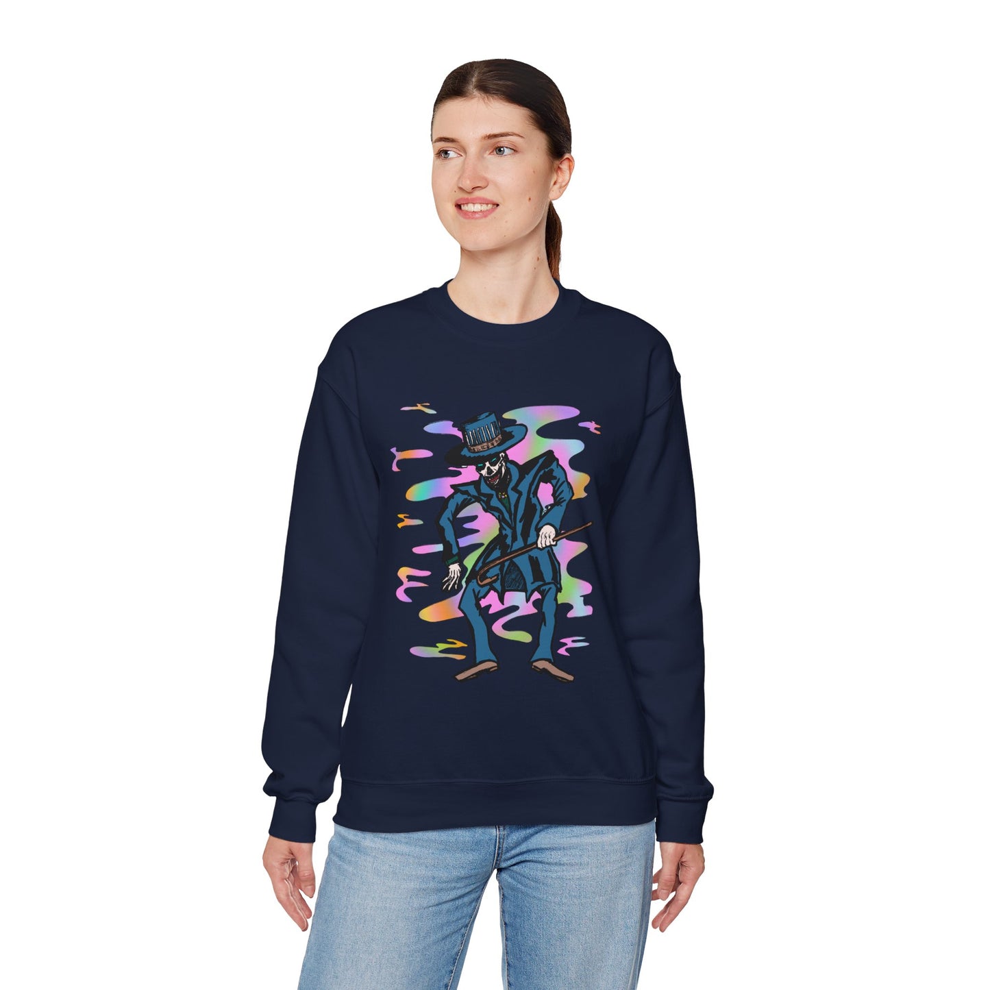 Vibrant Voodoo Graphic Crewneck Sweatshirt - Unisex Halloween Vibe