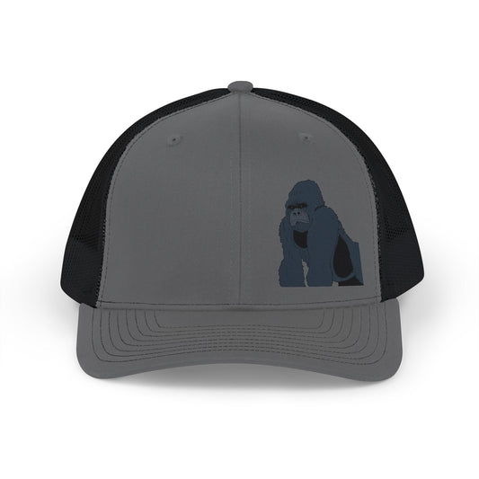 Gorilla Embroidered Snapback Trucker Cap — Casual Wildlife Hat for Outdoors & Everyday Wear