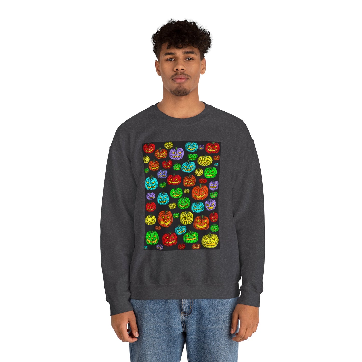 Halloween Colorful Pumpkin Graphic Crewneck Sweatshirt