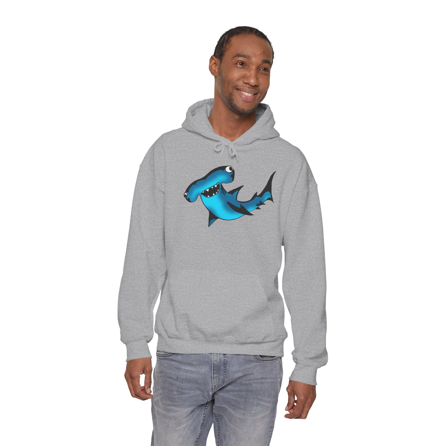 Harley Hammerhead Shark Design Unisex Hooded Sweatshirt, Funny Gift for Ocean Lovers, Casual Wear, Beach Days, Unique Apparel, Birthday Present