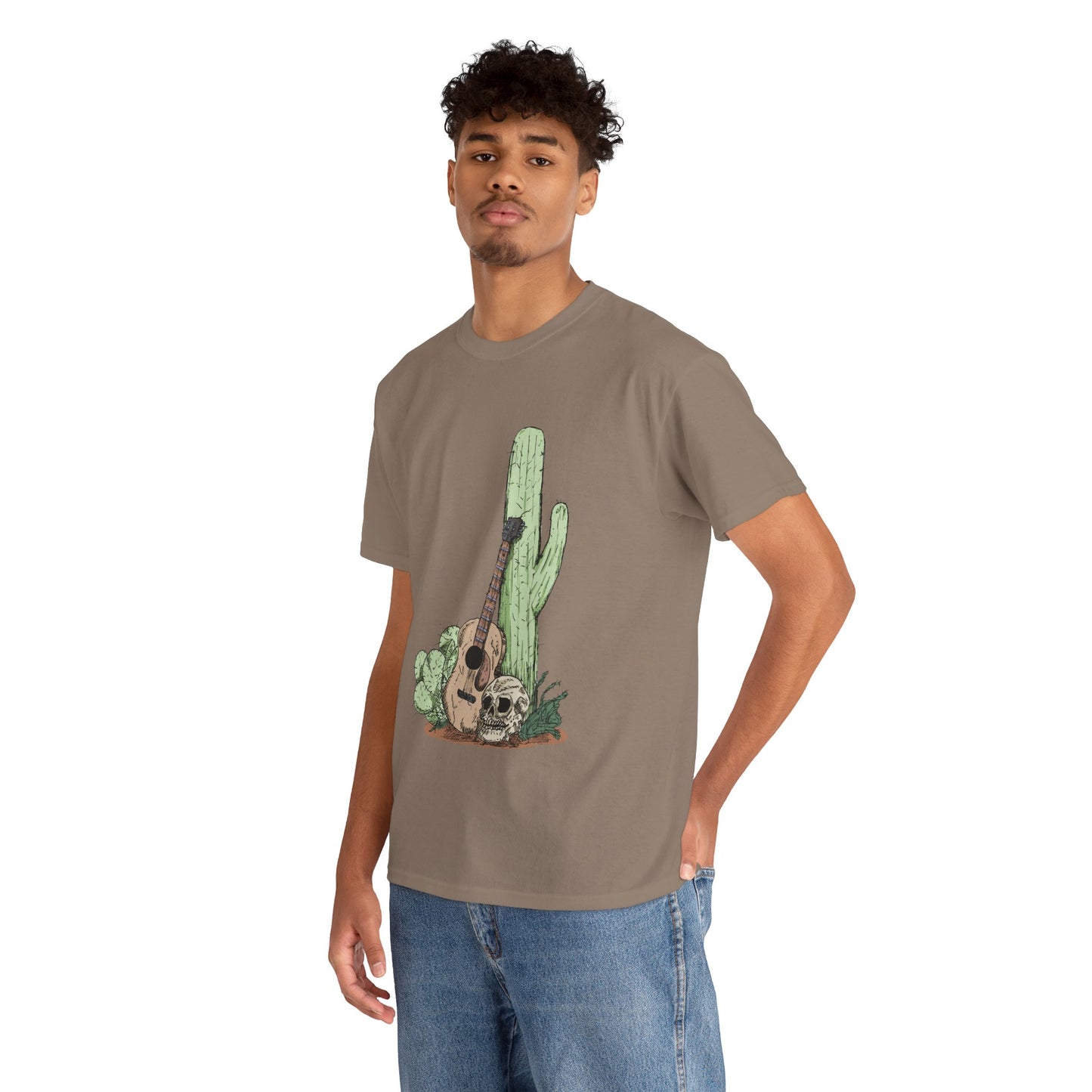 Desert Vibe Graphic Tee - Unisex Heavy Cotton Shirt, Boho Cactus Shirt, Guitar Lover's Gift, Summer Top, Music T-Shirt