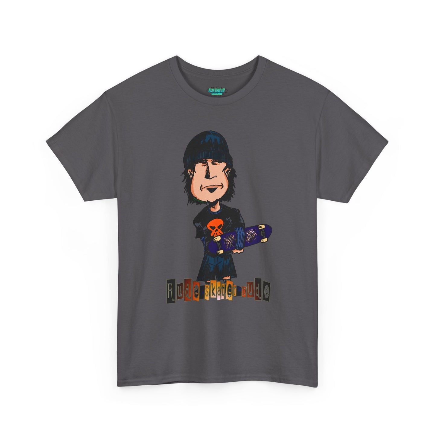 Rude Skater Dude Cartoon Skate Punk T-Shirt — Skateboarding Tee with Skull Design
