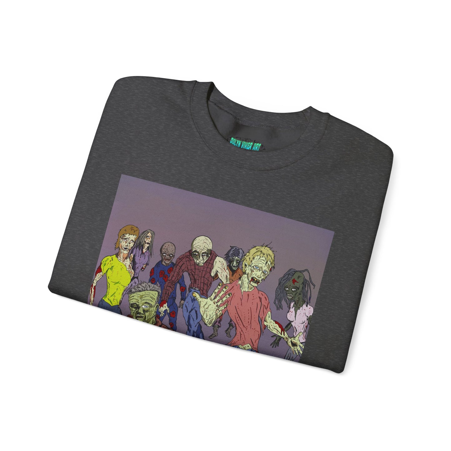 Zombie-Themed Unisex Crewneck Sweatshirt - Perfect for Halloween and Horror Lovers