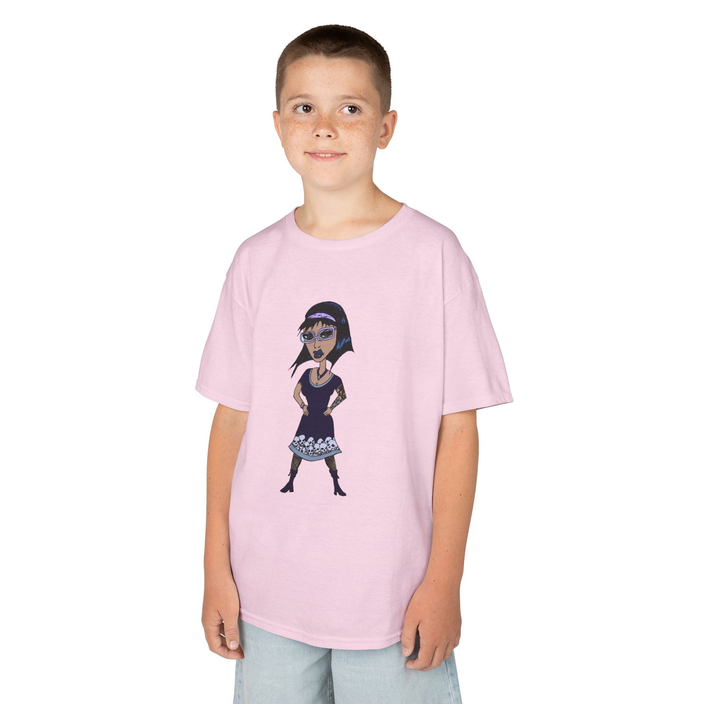 Kids Tee — Vintage Gothic Girl Cartoon Graphic Tee for Children
