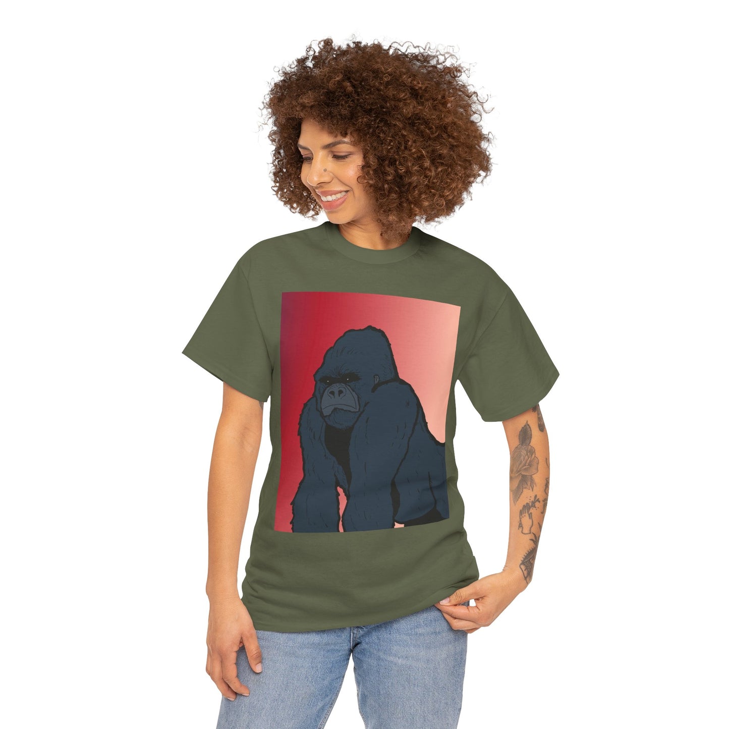 Gorilla Graphic Tee — Vintage Sunset Primate Illustration Shirt