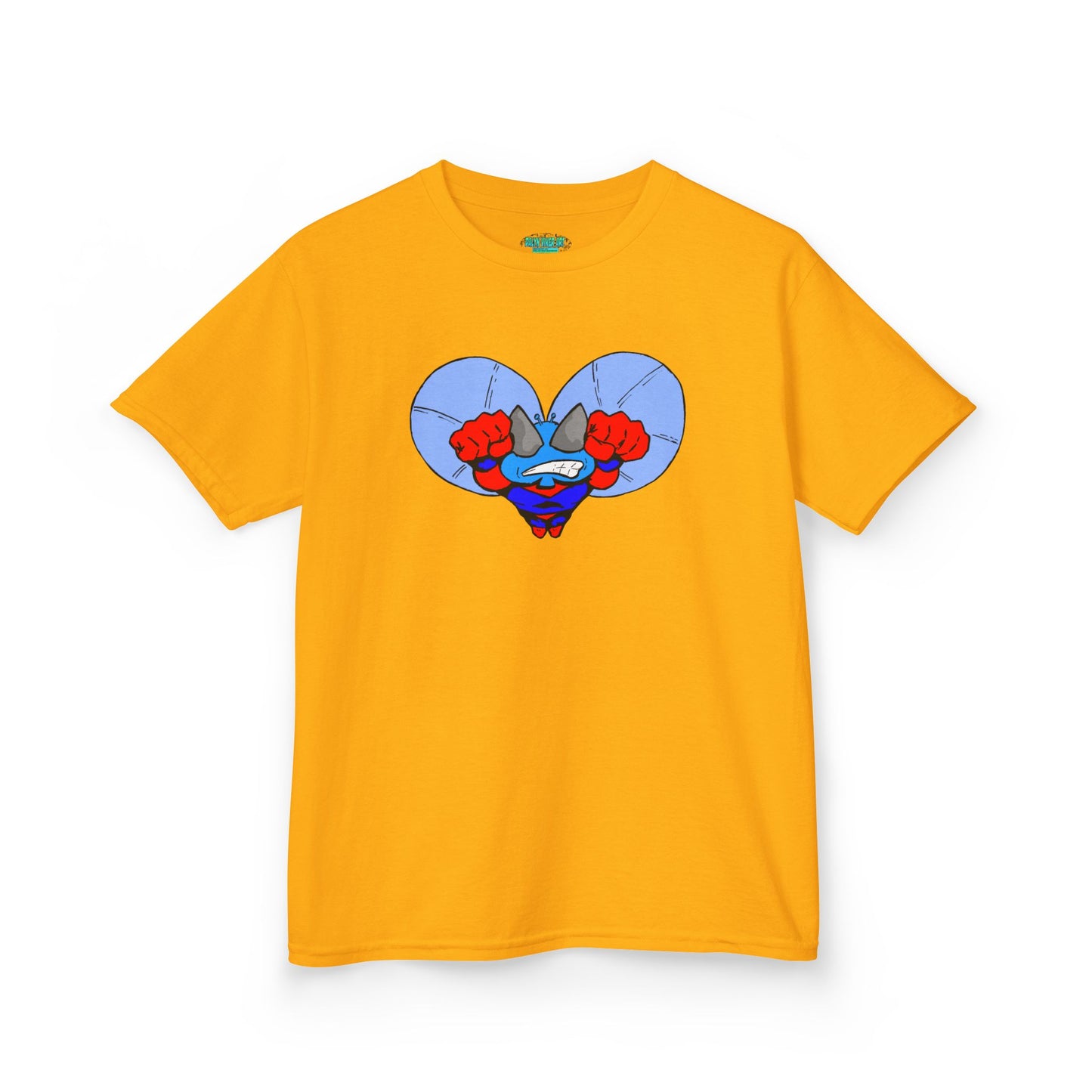 Astro-Fly Kids Superhero T‑Shirt — Cute Blue Hero Design