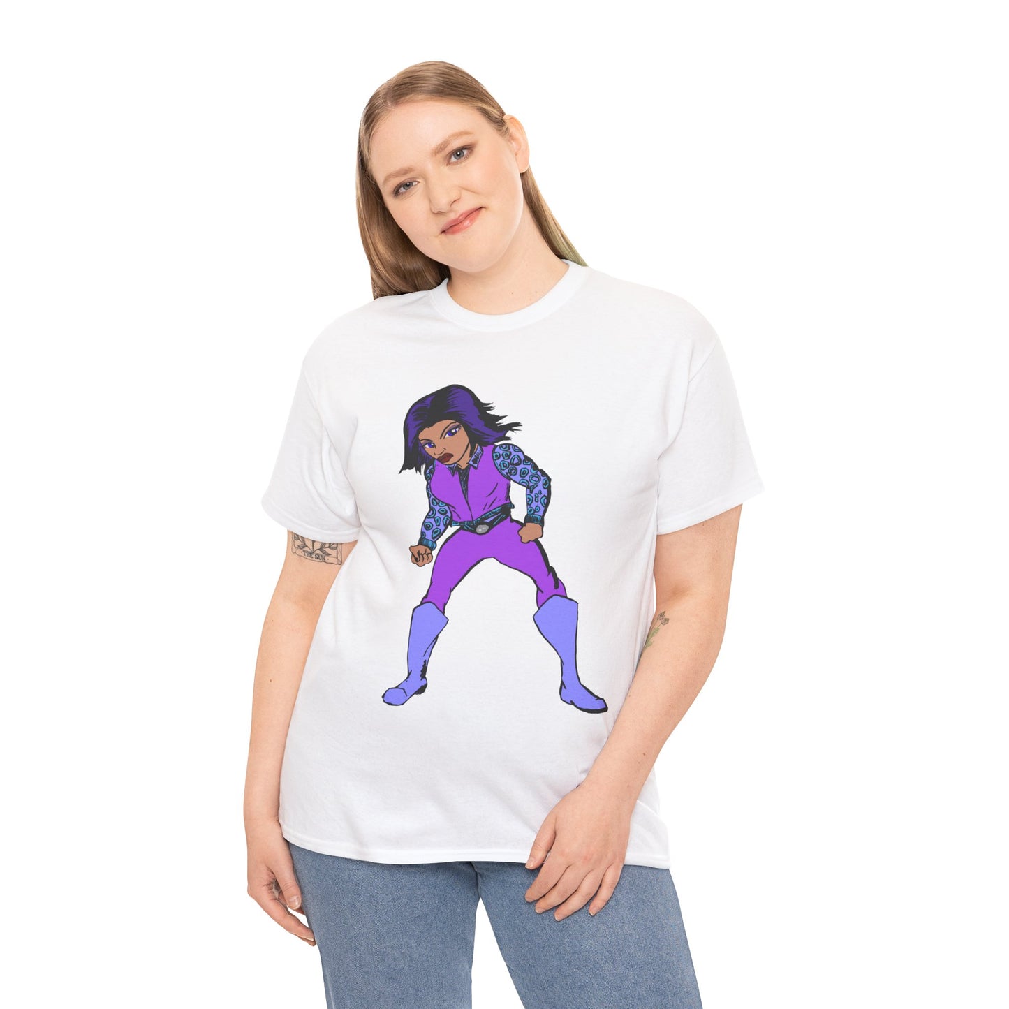Retro Cartoon Hero Woman Character Unisex Heavy Cotton Tee, Vintage Graphic Tee, Fun T-Shirt, Gift for Fans, Casual Wear, Everyday Tee