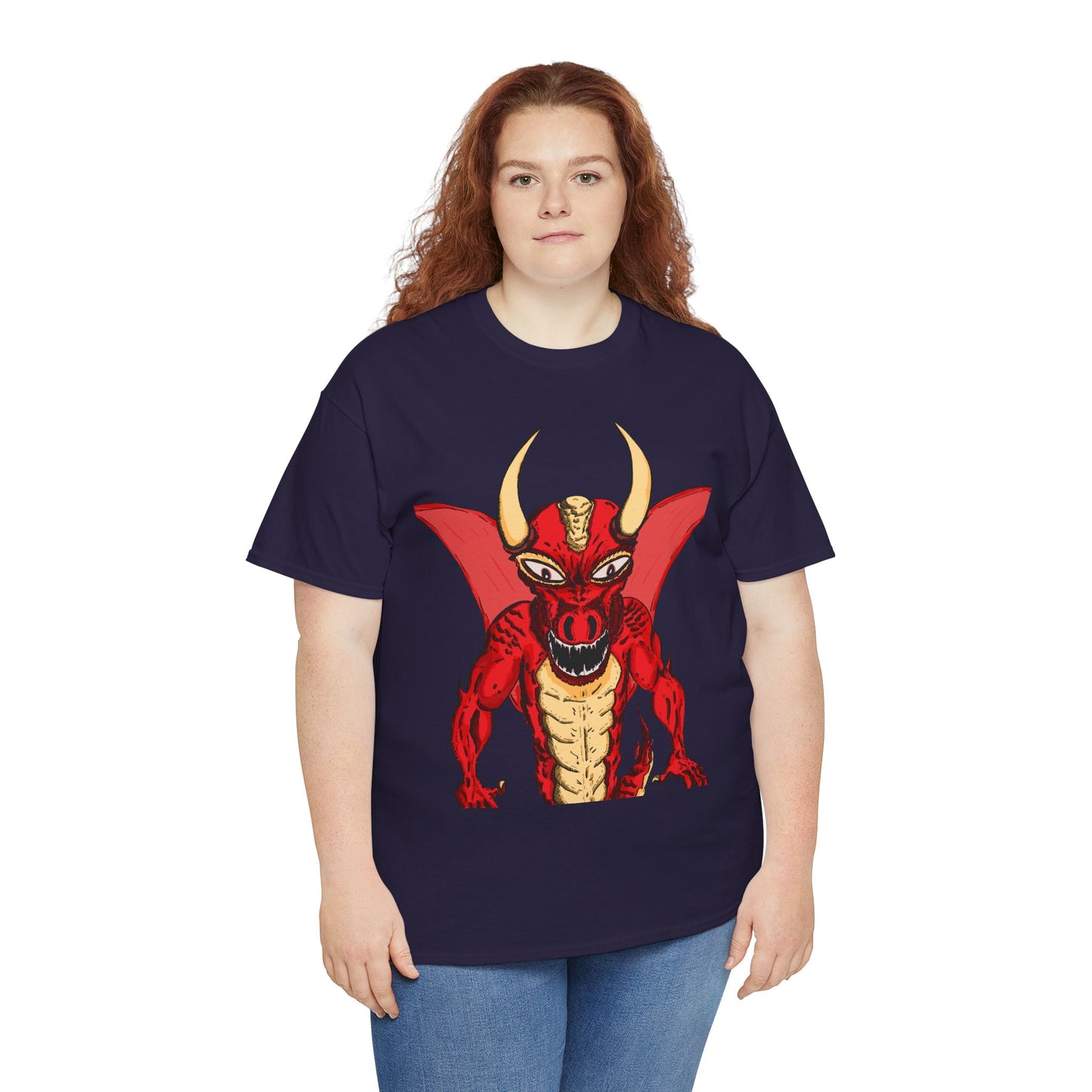 Bold Red Dragon Unisex Heavy Cotton Tee | Graphic Shirt for Anime Fans, Party Wear, Casual Outfit, Gift for Him/Her